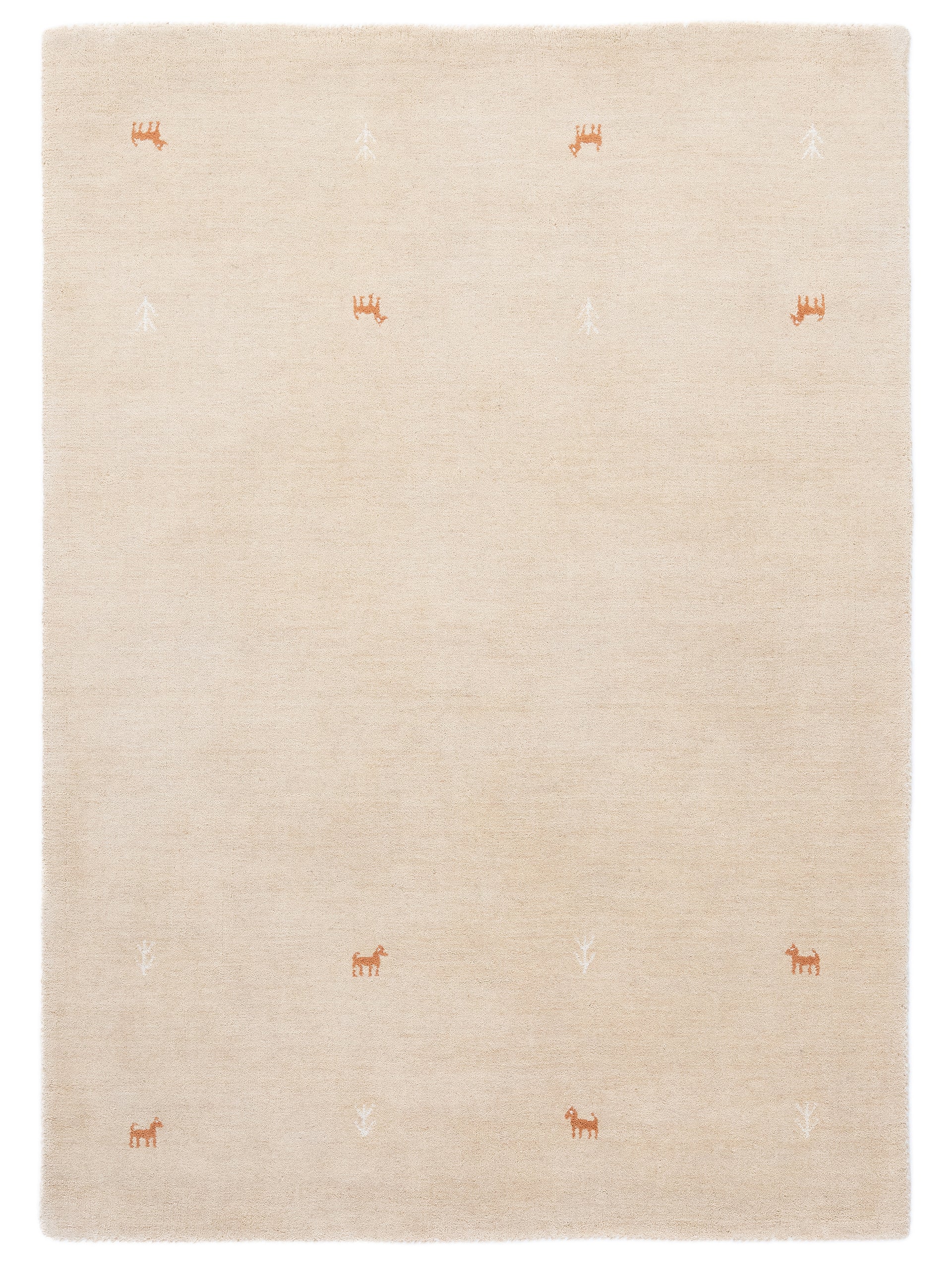 Wollteppich Gabbeh Uni Beige aus Wolle