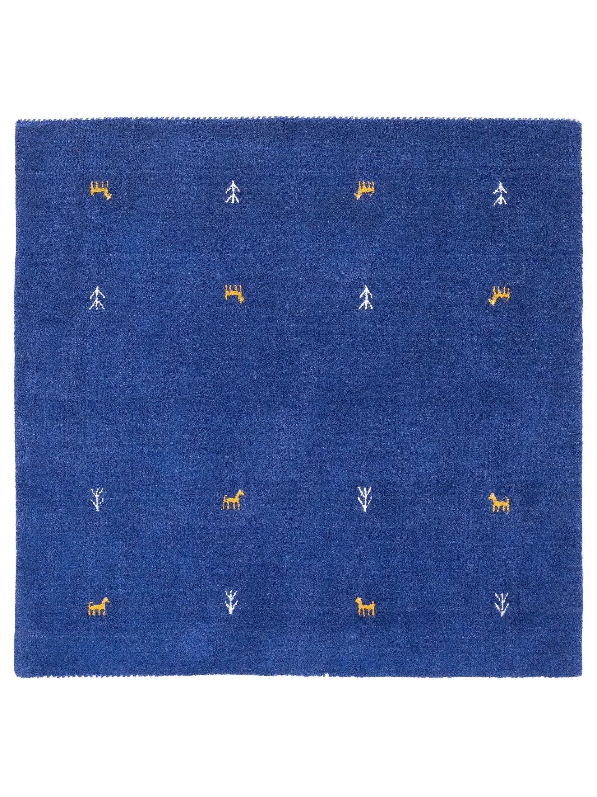 Wollteppich Gabbeh Uni Quadratisch Blau in blau aus wolle