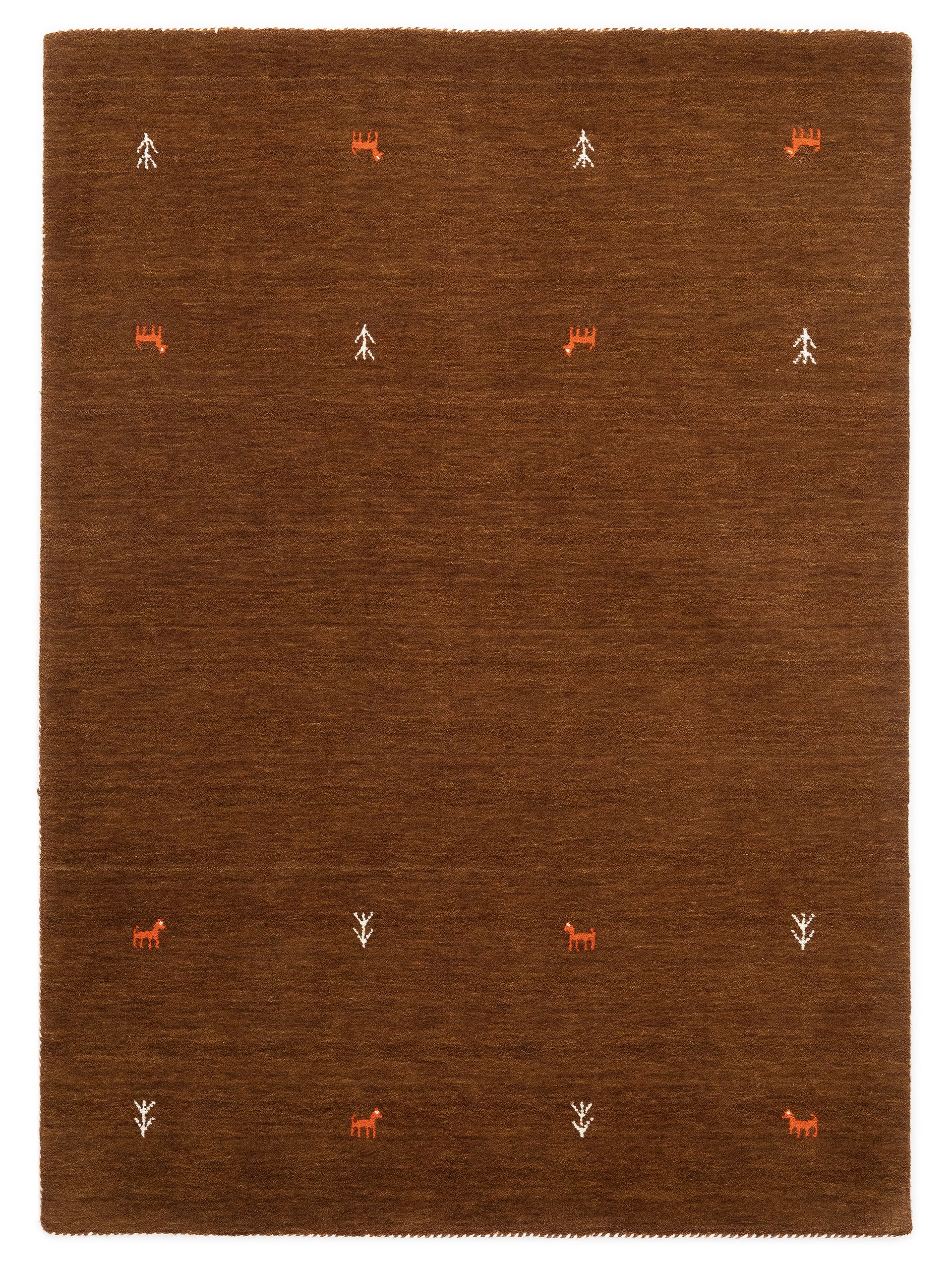 Wollteppich Gabbeh Uni Braun aus Wolle