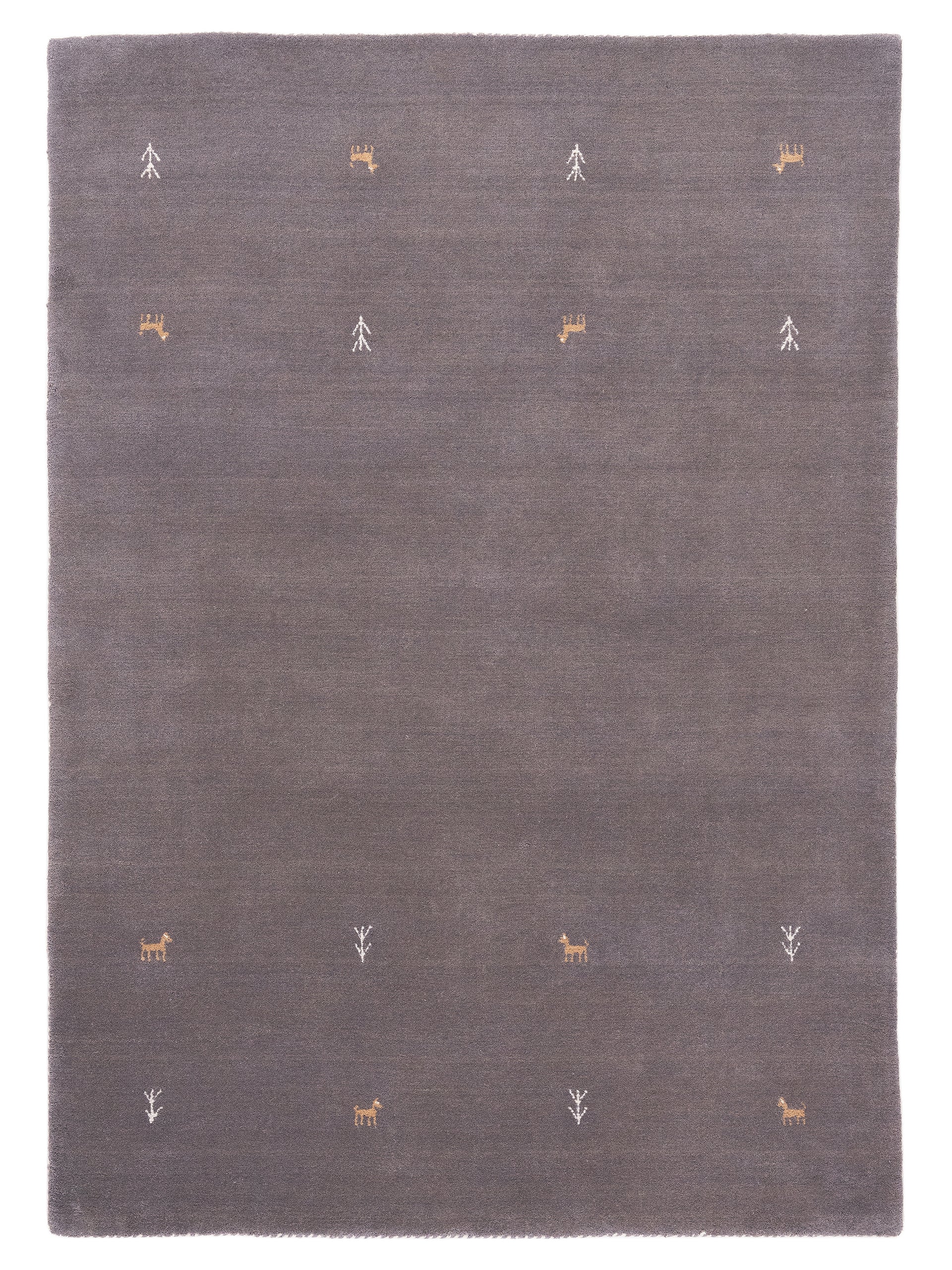 Wollteppich Gabbeh Uni Grau aus Wolle