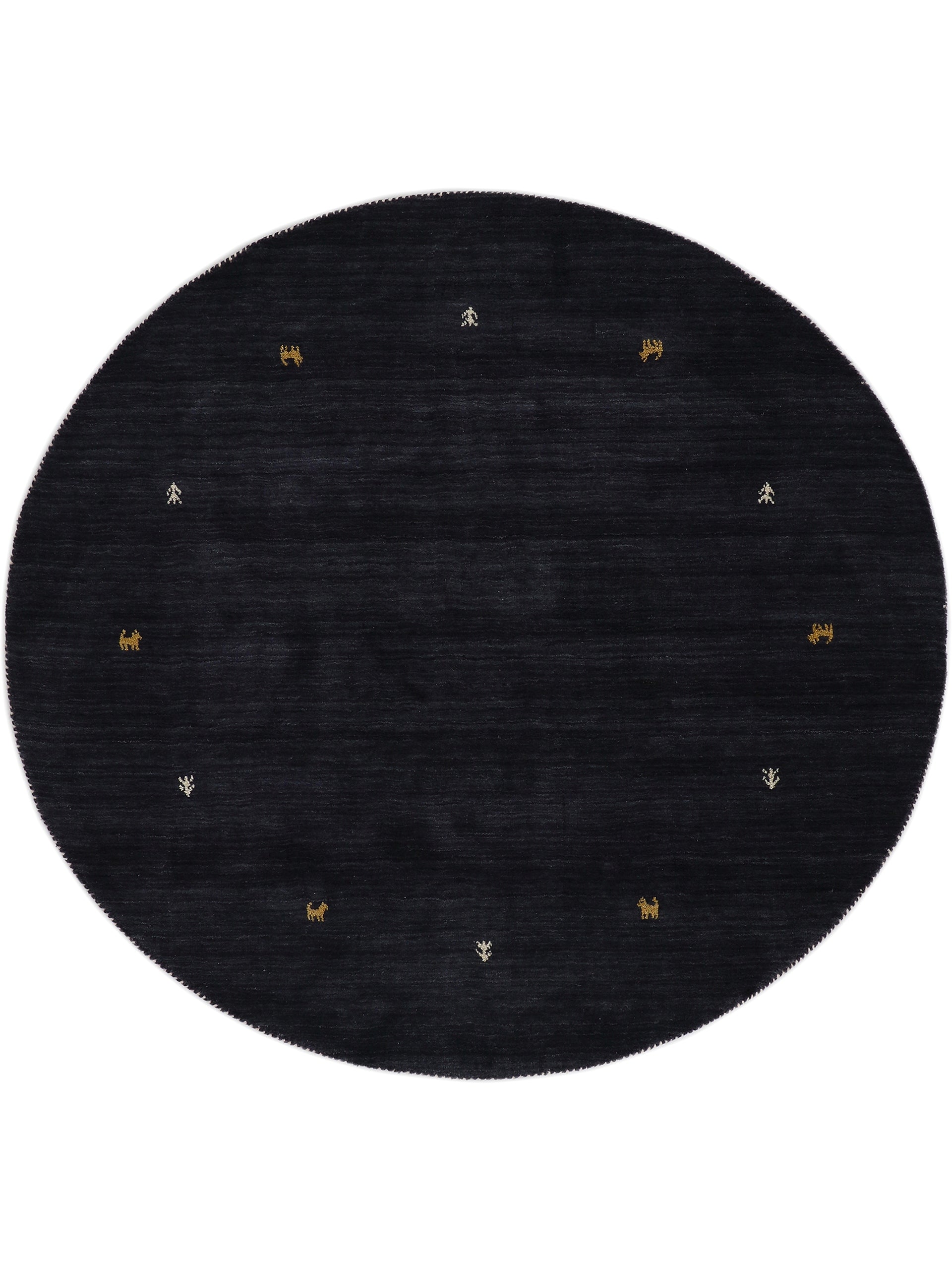 Wollteppich Gabbeh Uni Rund Schwarz in schwarz aus wolle