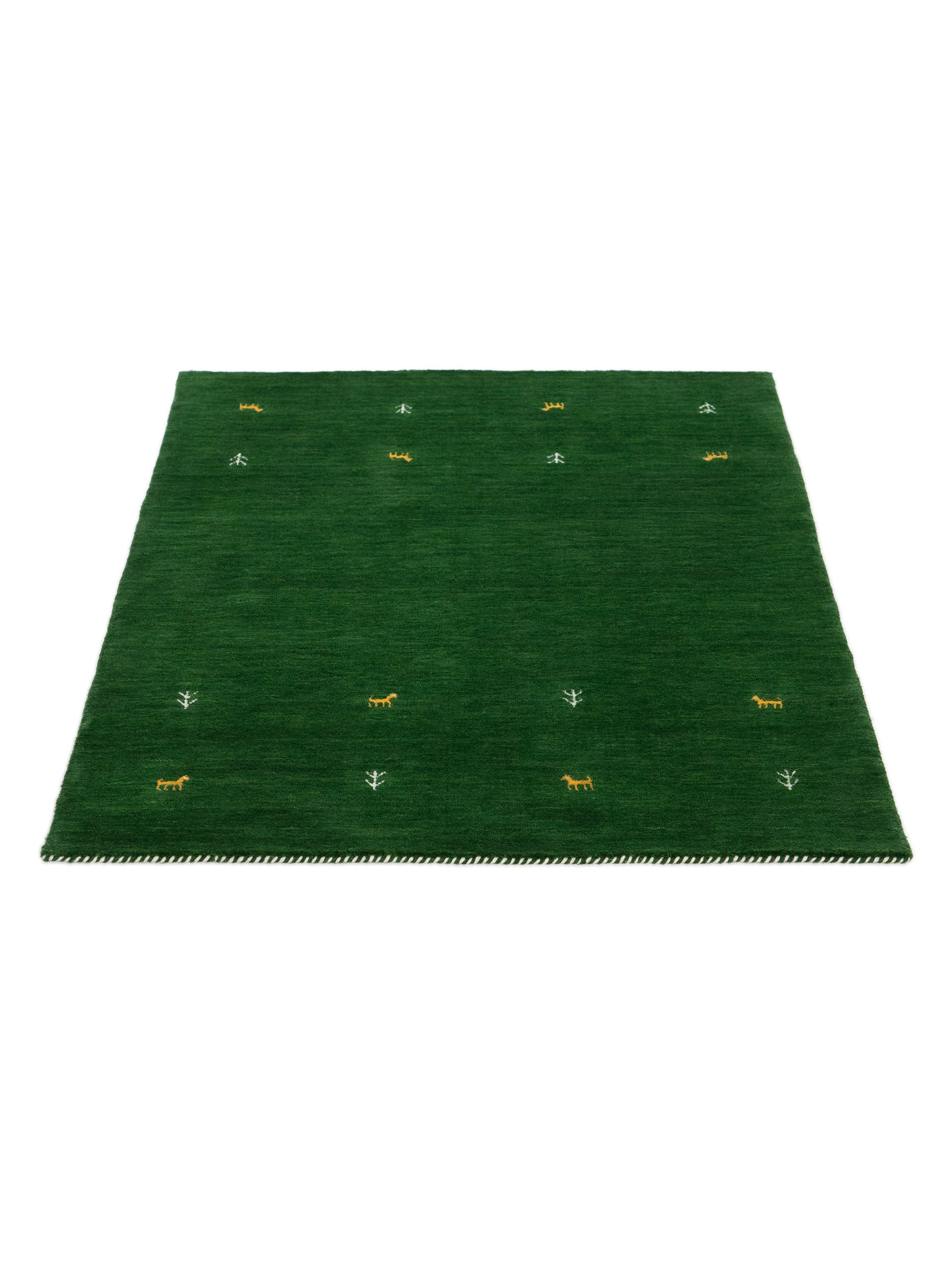 Wollteppich Gabbeh Uni Grün aus Wolle