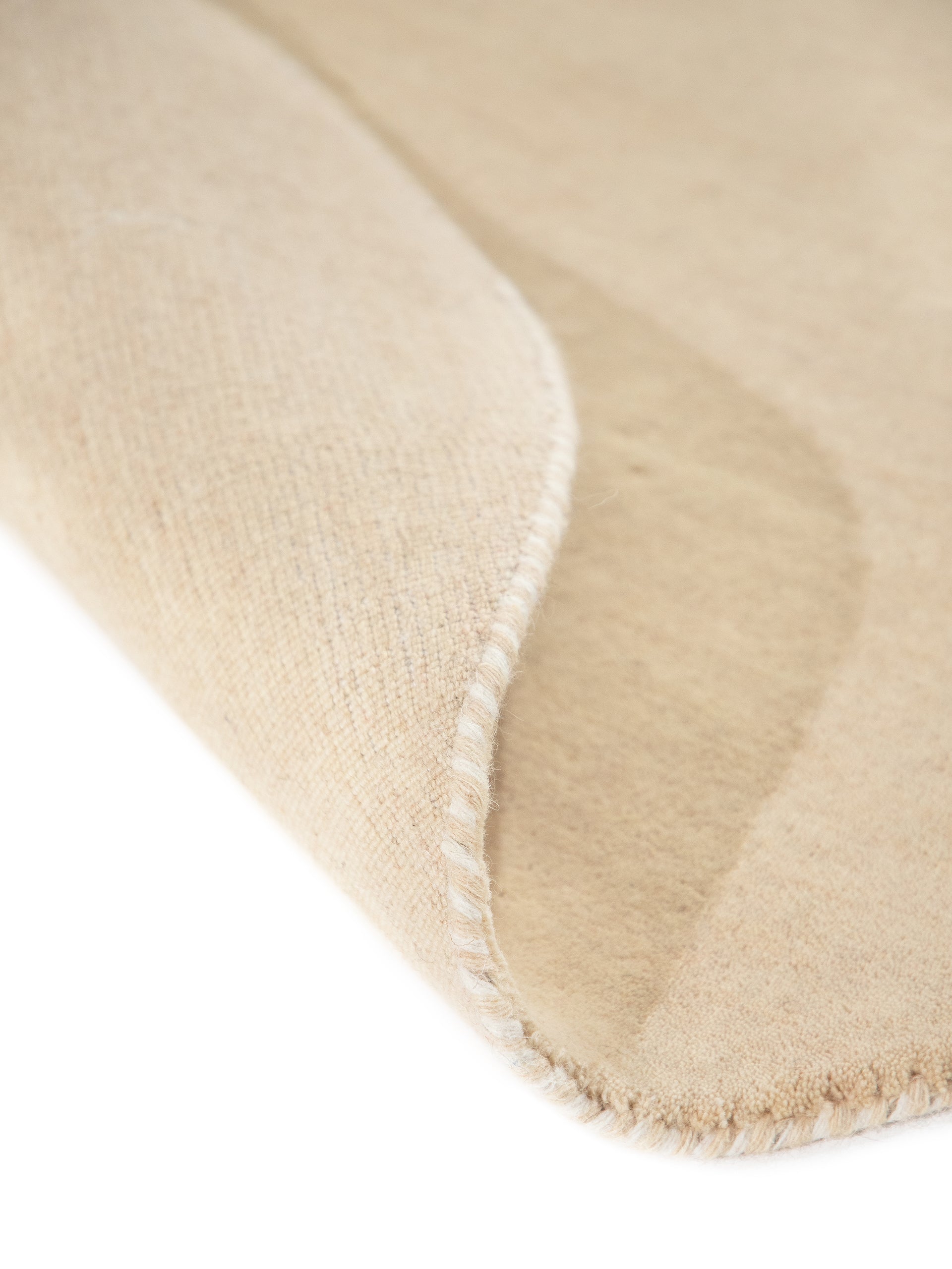 Wollteppich Gabbeh Uni Rund Beige aus Wolle