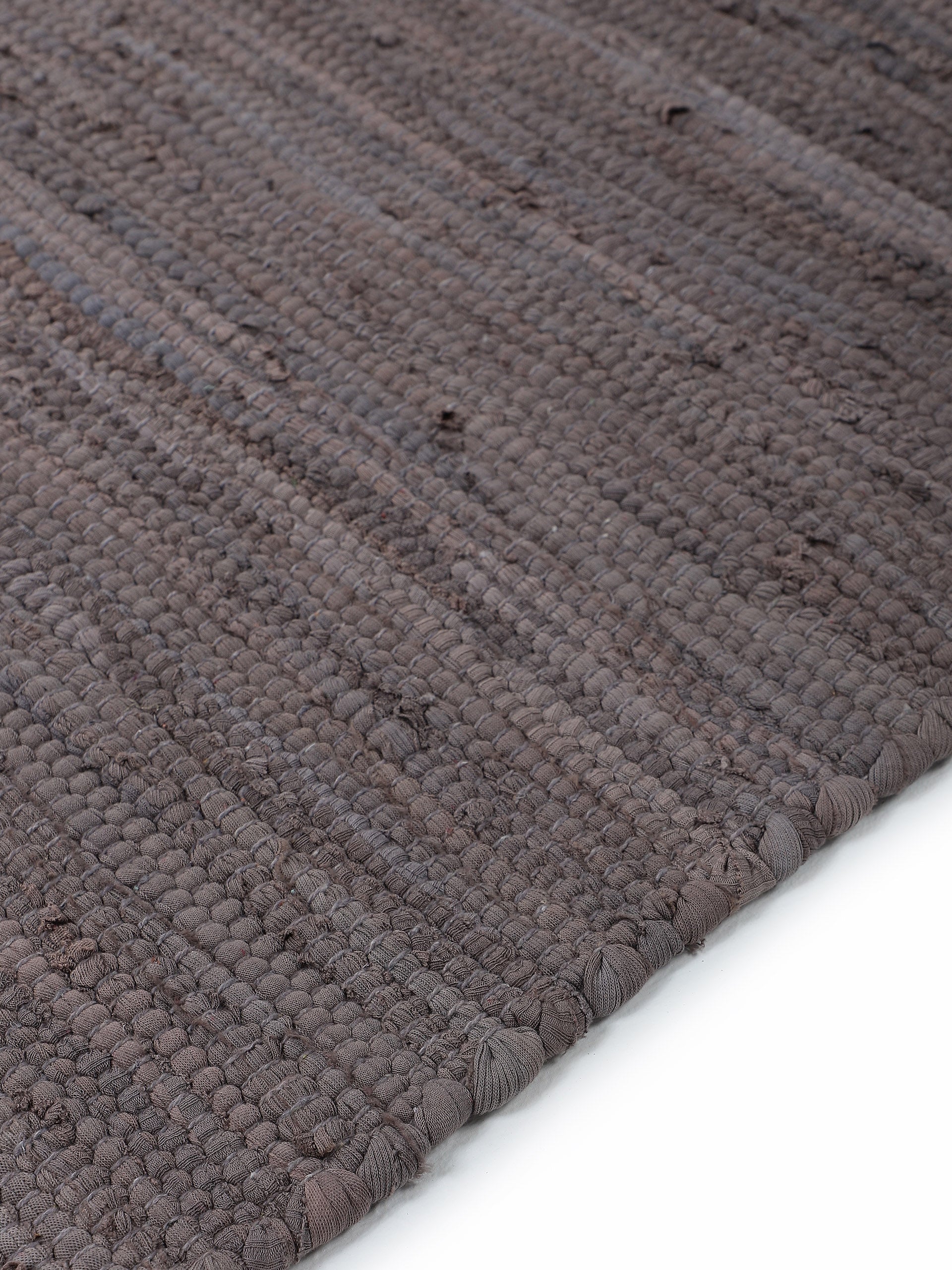 Kelim Chindi Uni Läufer Grau in grau aus baumwolle