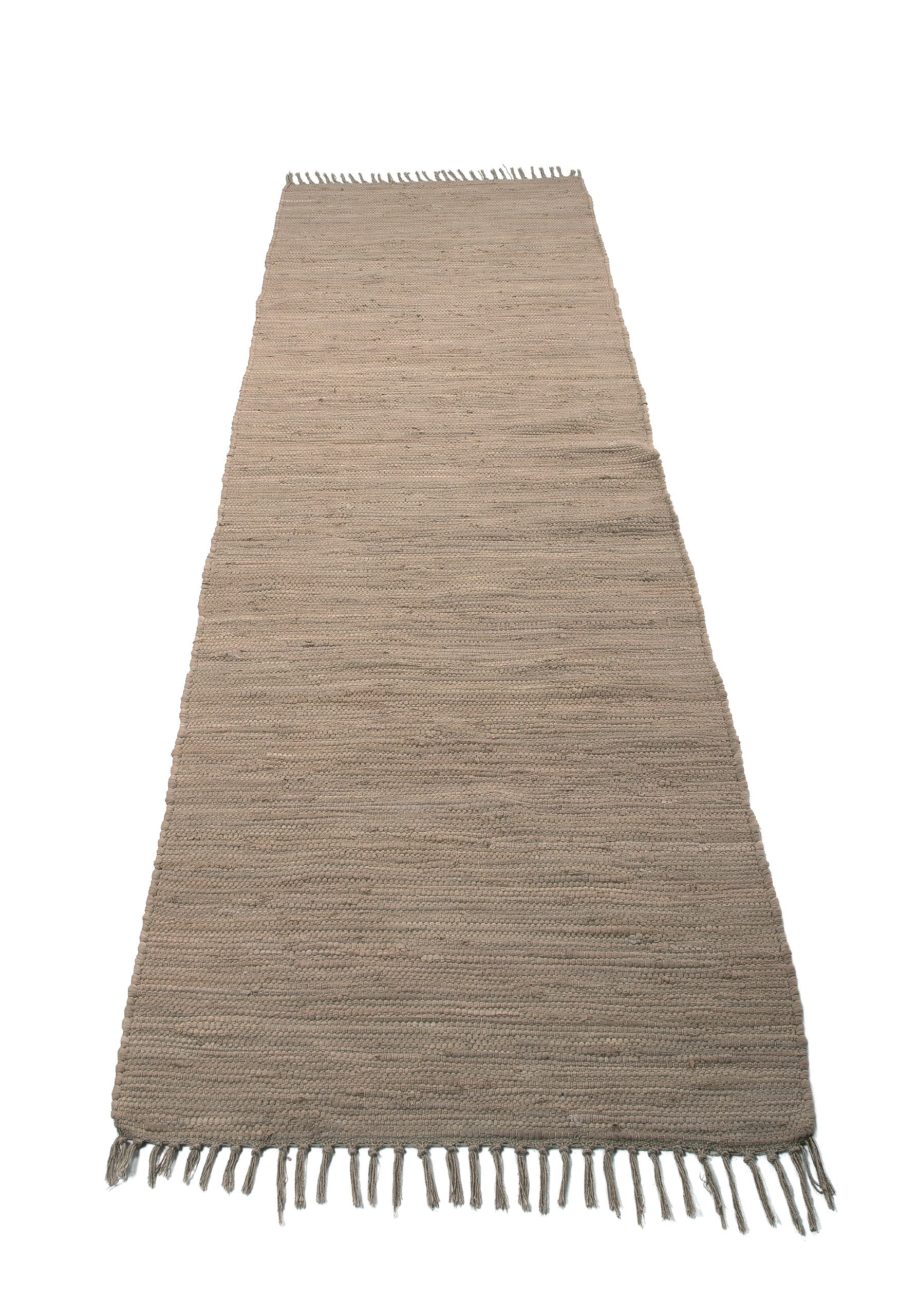 Kelim Chindi Uni Läufer Taupe in taupe aus baumwolle