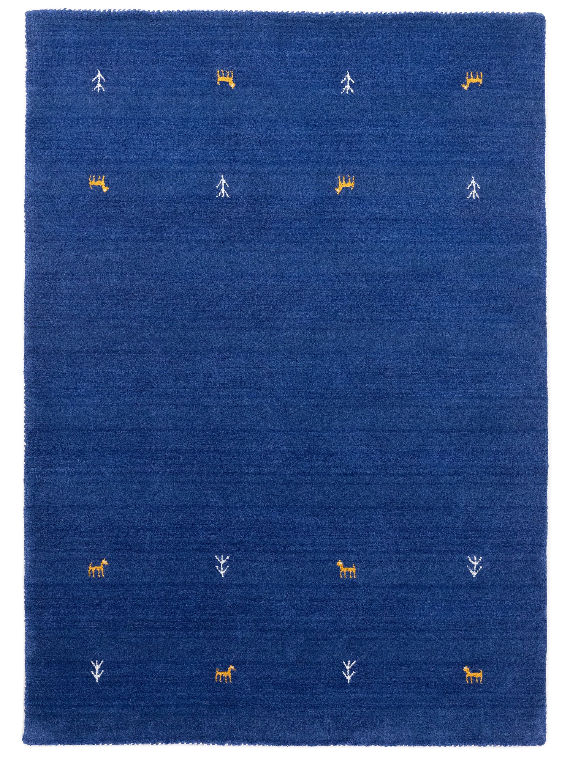 Wollteppich Gabbeh Uni Blau aus Wolle