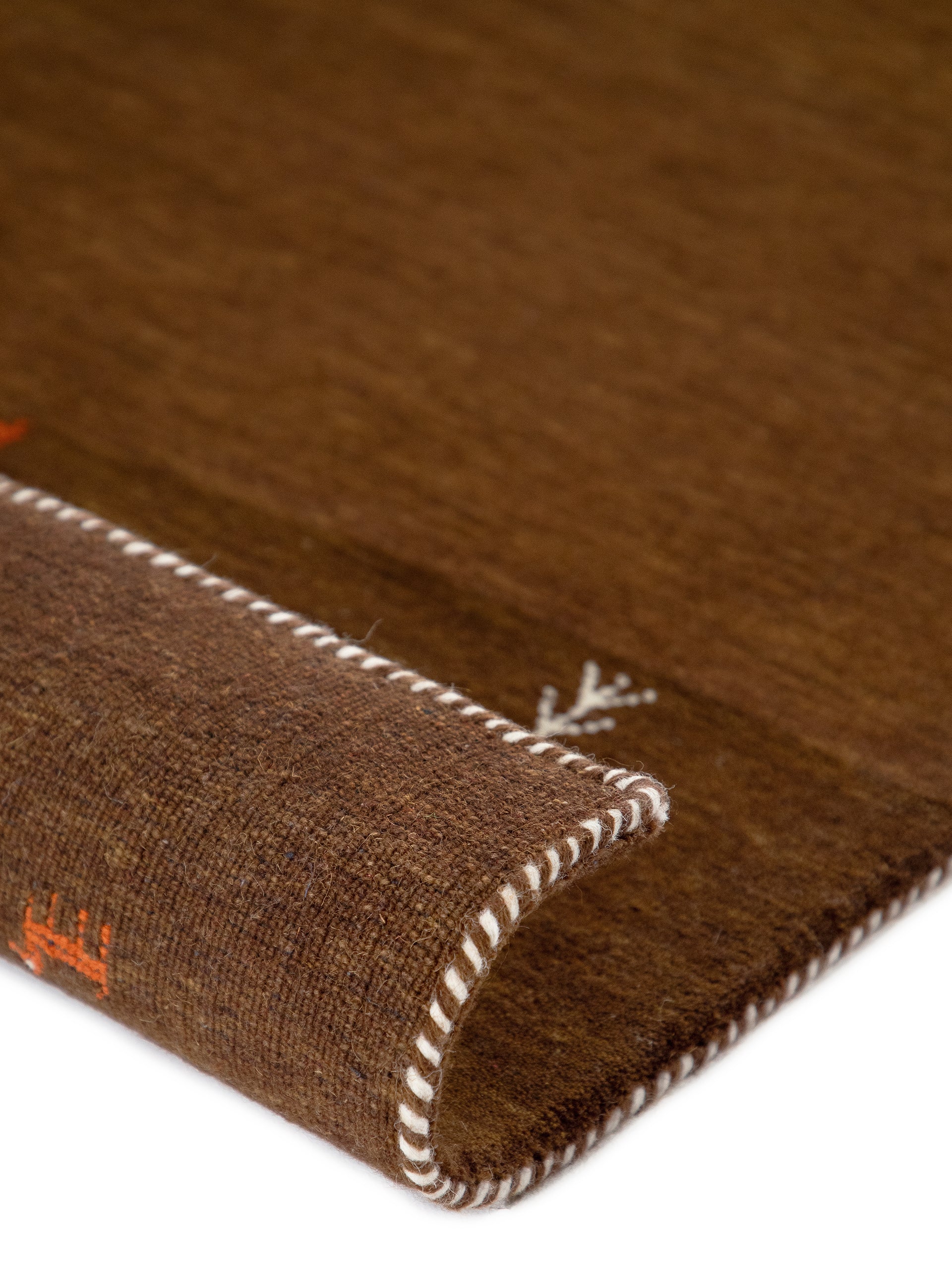 Wollteppich Gabbeh Uni Braun aus Wolle