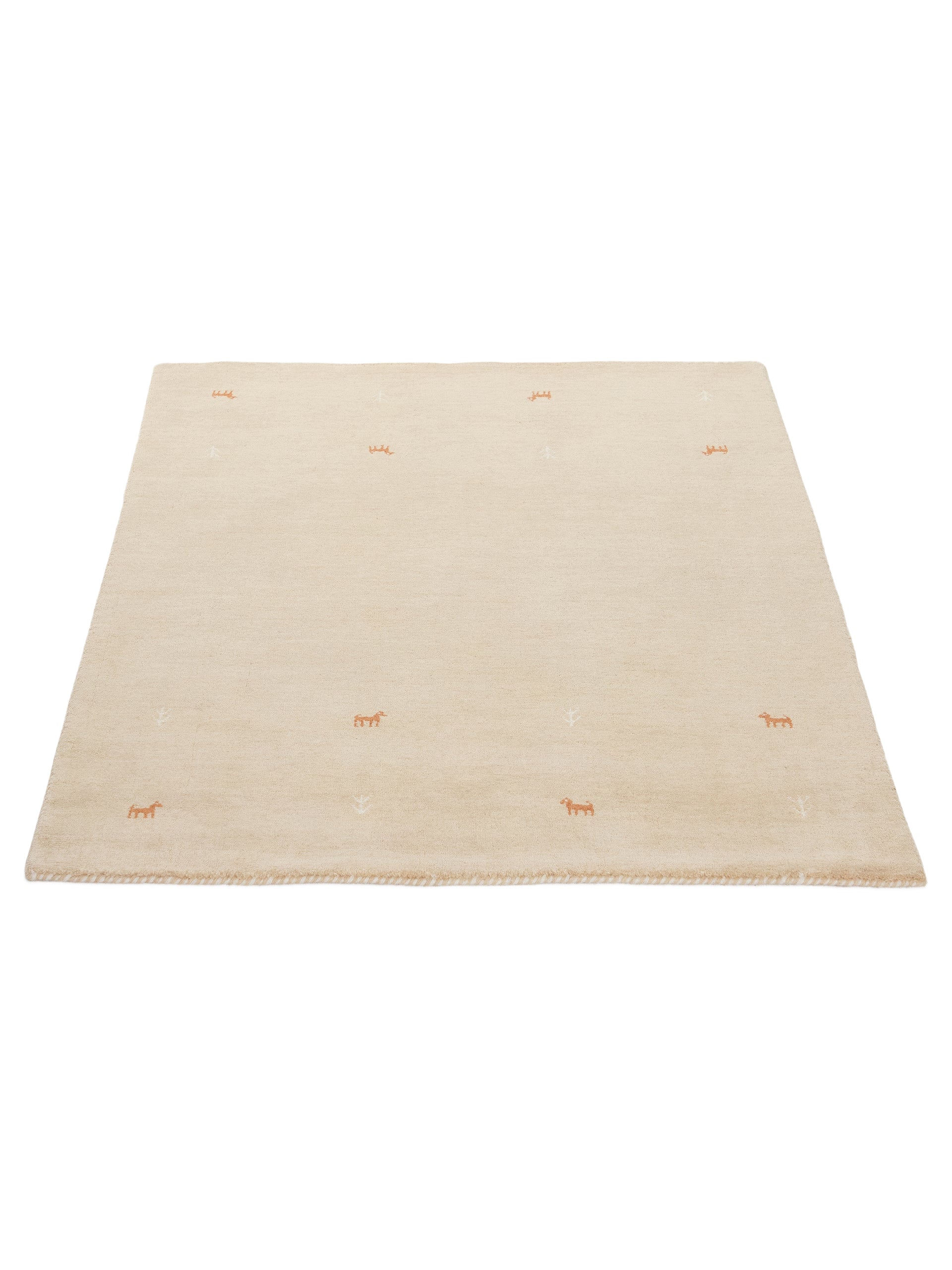Wollteppich Gabbeh Uni Beige aus Wolle