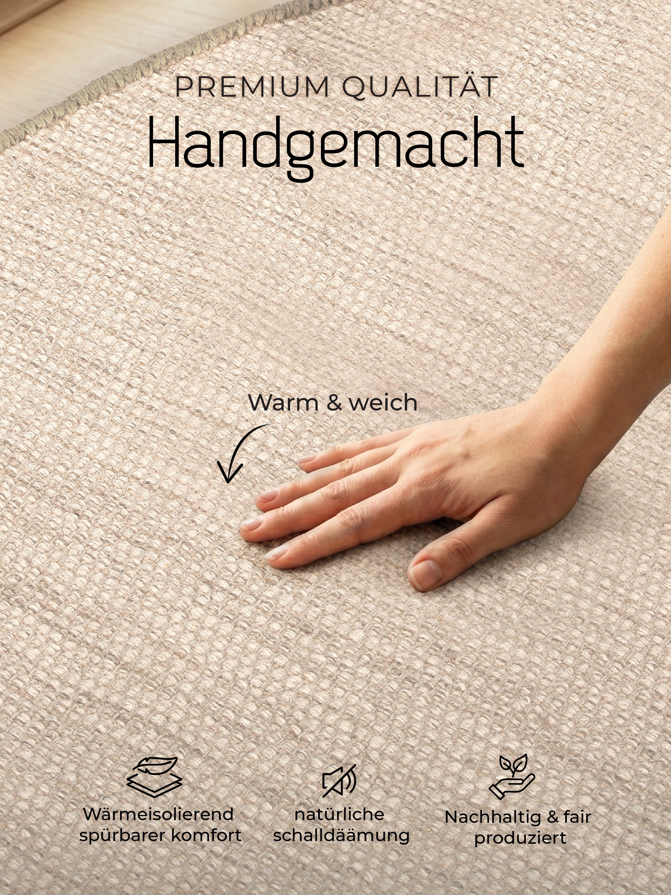 Wollteppich Lui Rund Grau