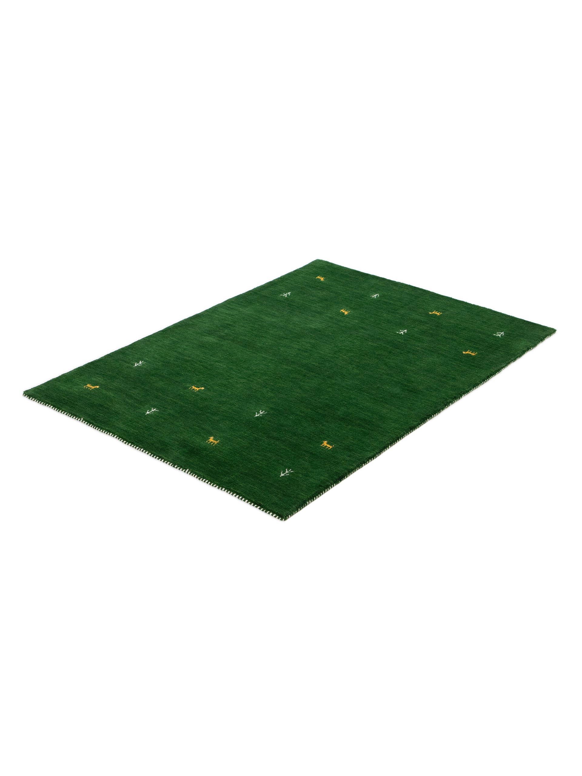 Wollteppich Gabbeh Uni Grün aus Wolle