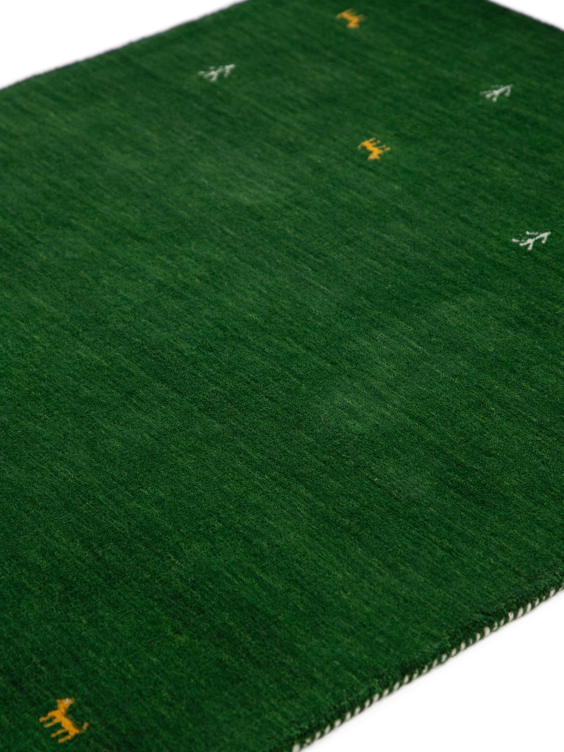 Wollteppich Gabbeh Uni Grün aus Wolle