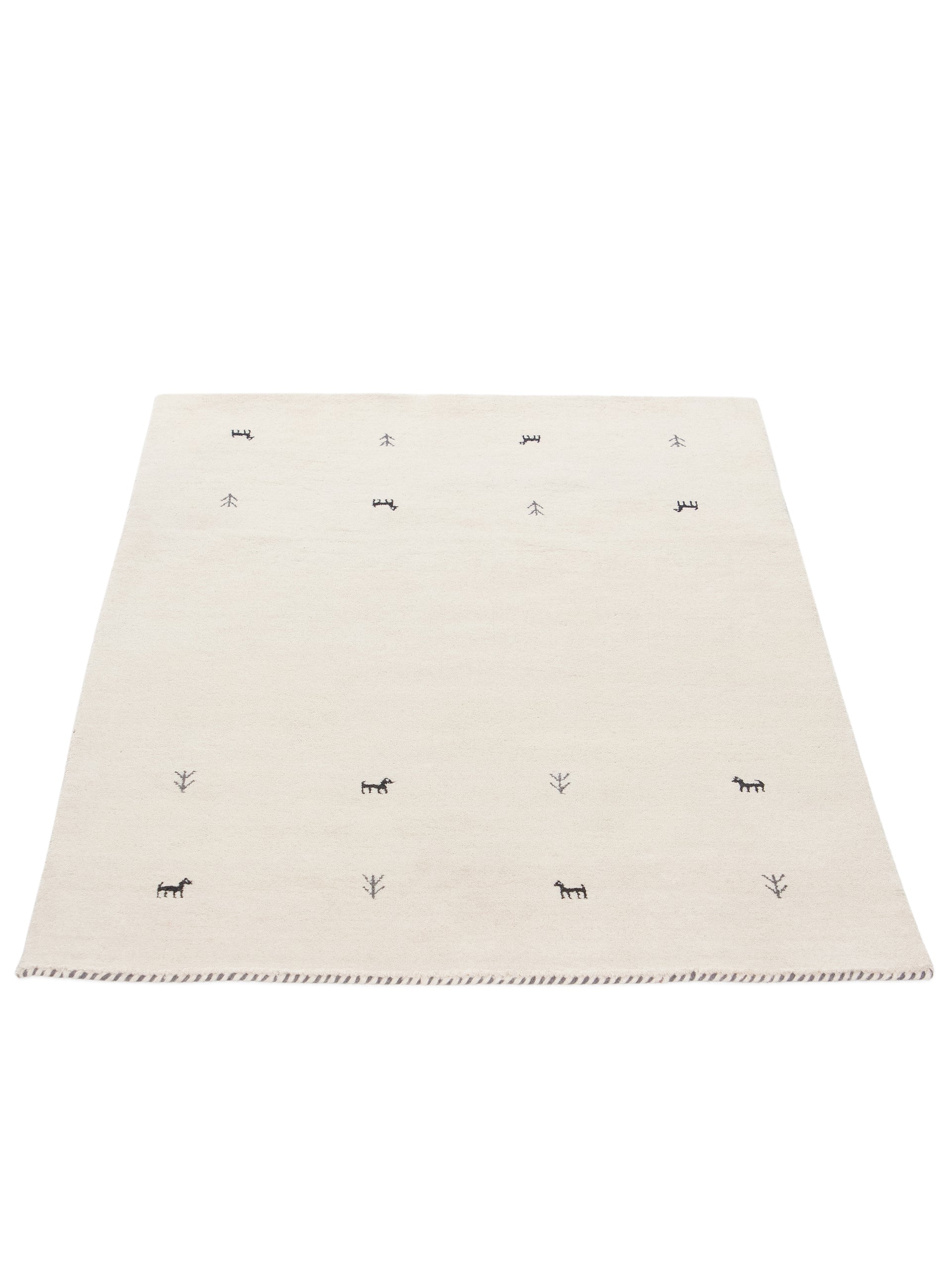 Wollteppich Gabbeh Uni Weiß in weiß aus wolle