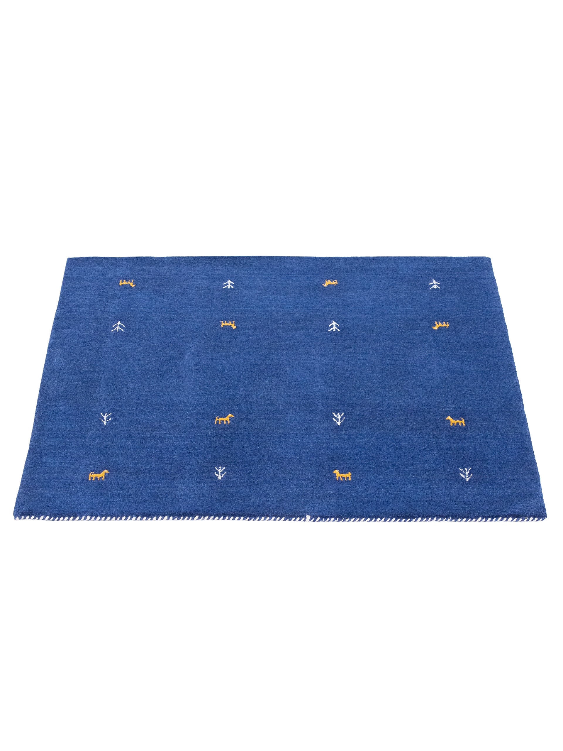 Wollteppich Gabbeh Uni Quadratisch Blau in blau aus wolle