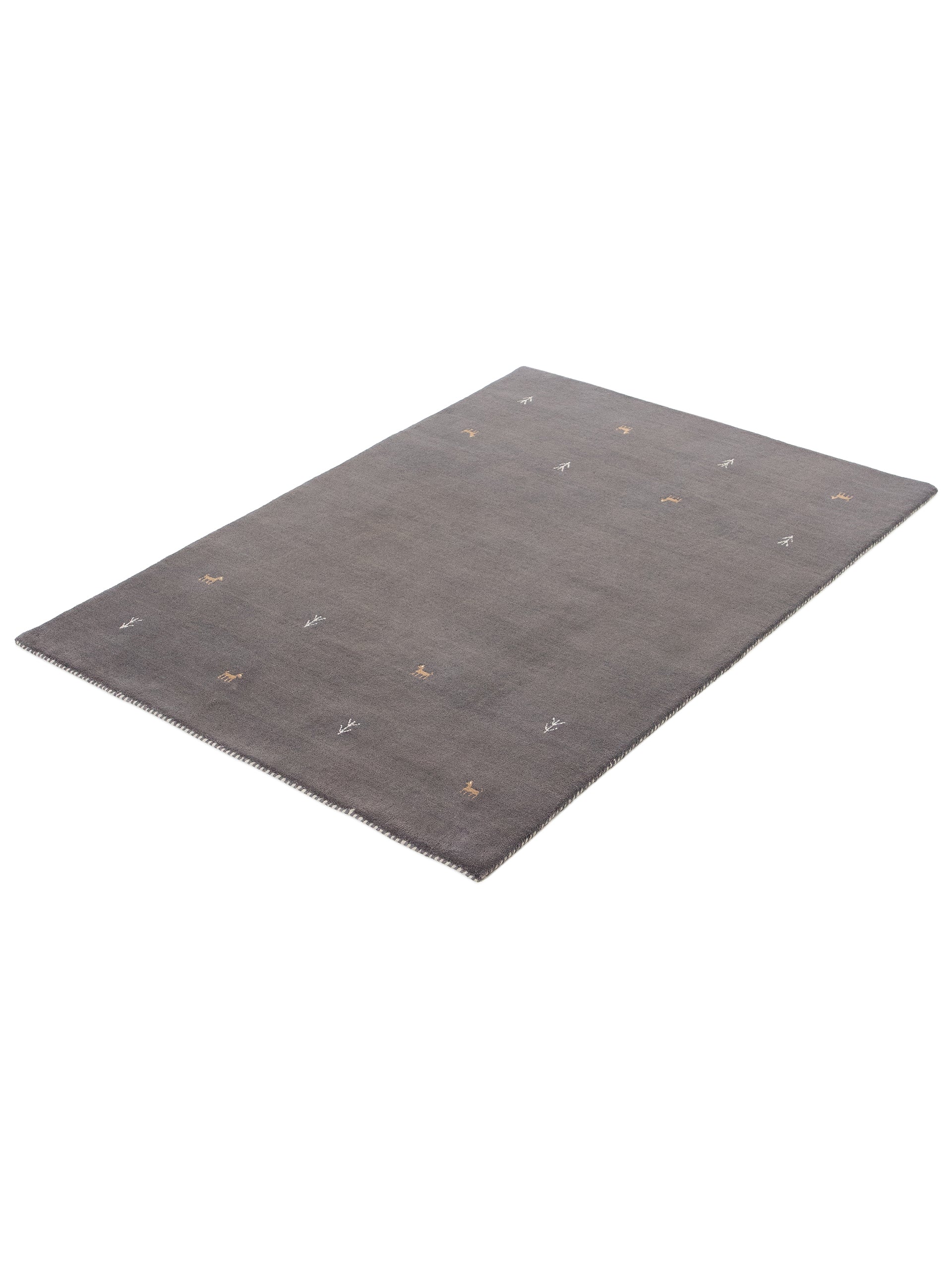 Wollteppich Gabbeh Uni Grau aus Wolle