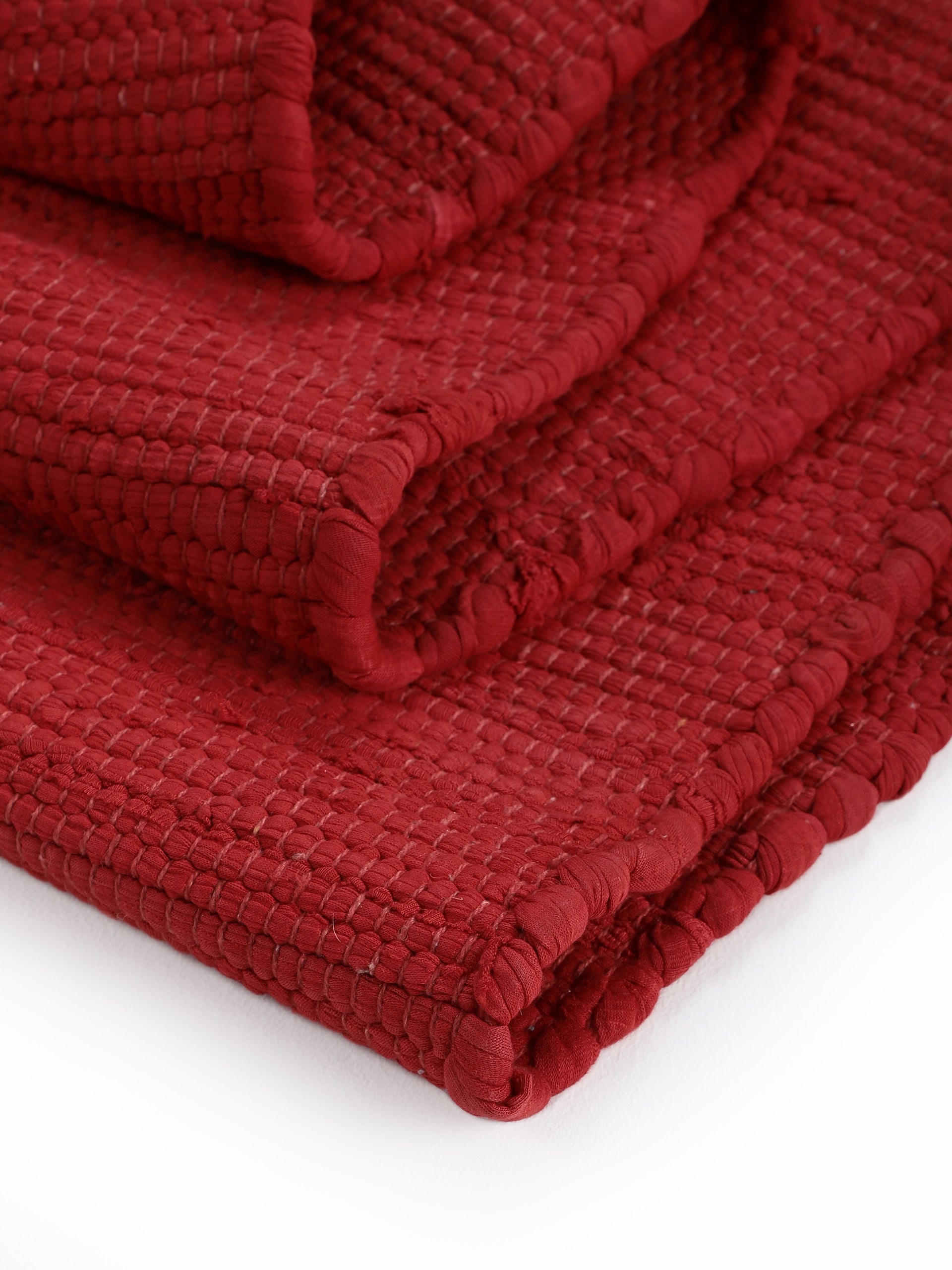 Kelim Chindi Uni Läufer Rot in rot aus baumwolle