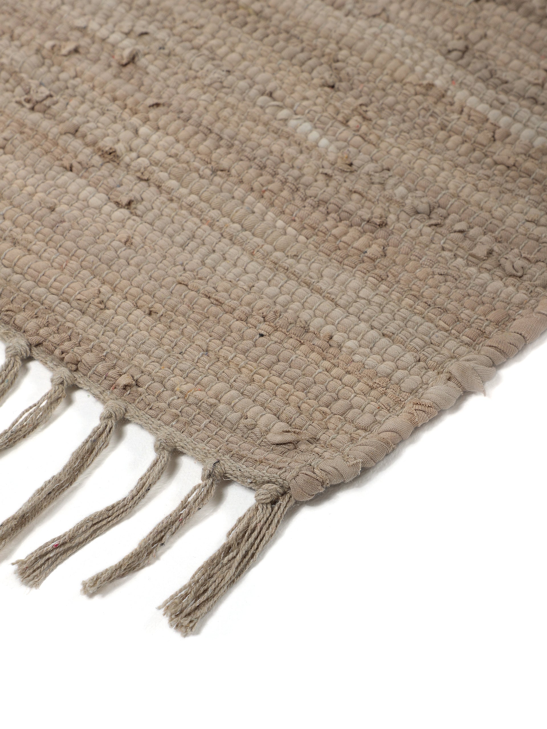 Kelim Chindi Uni Taupe in taupe aus baumwolle