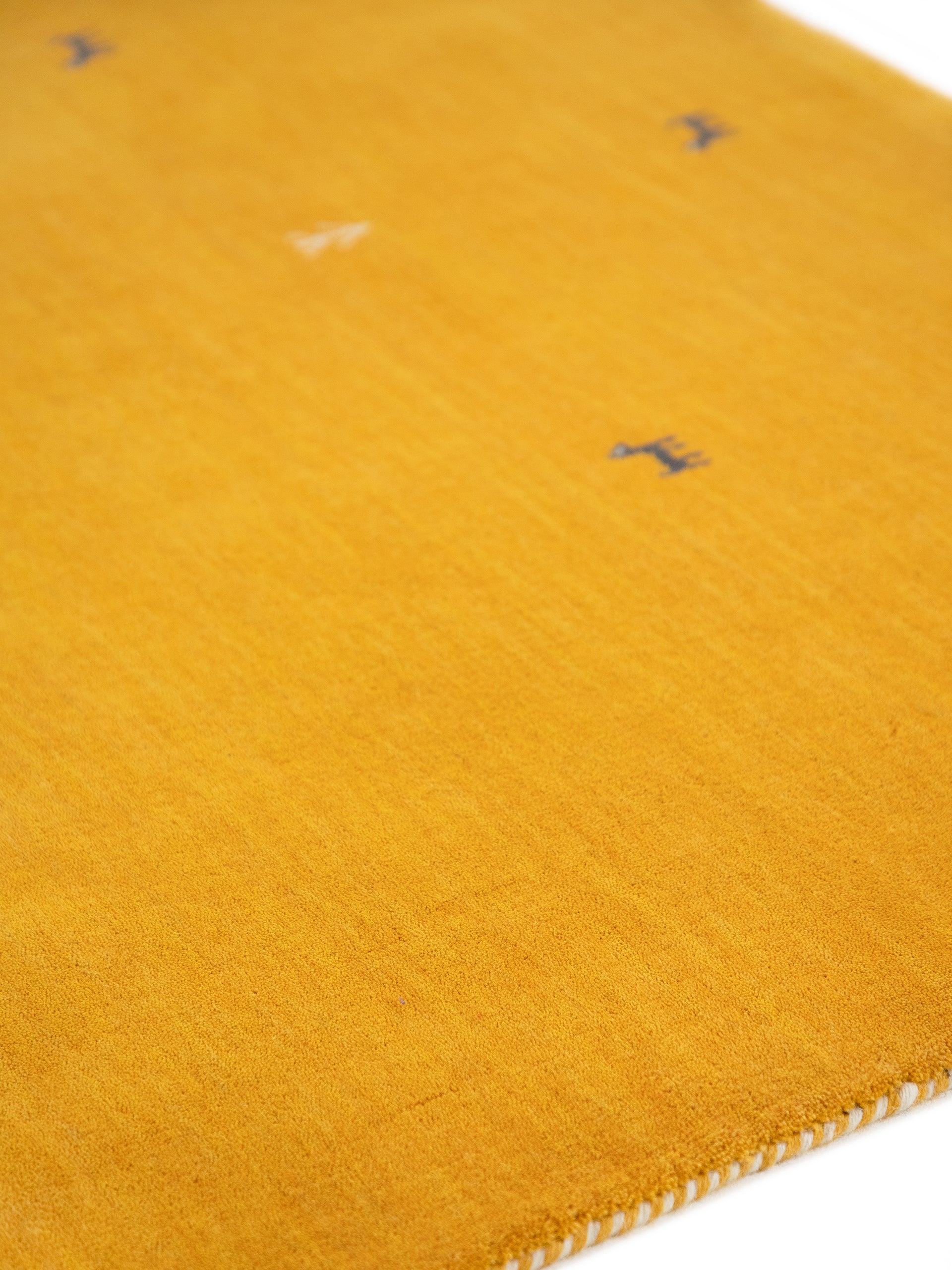 Wollteppich Gabbeh Uni Gelb aus Wolle