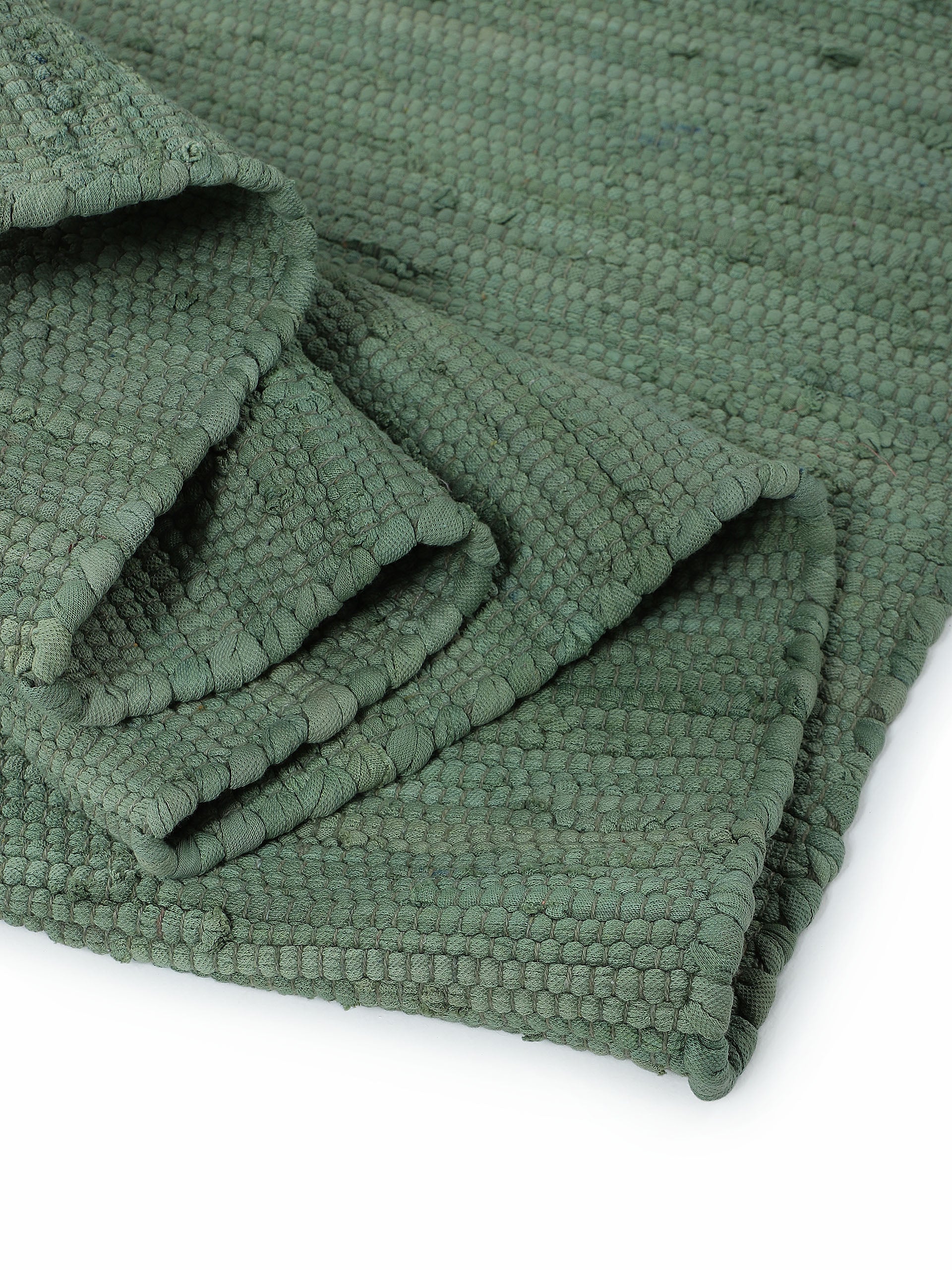 Kelim Chindi Uni Läufer Grün in grün aus baumwolle