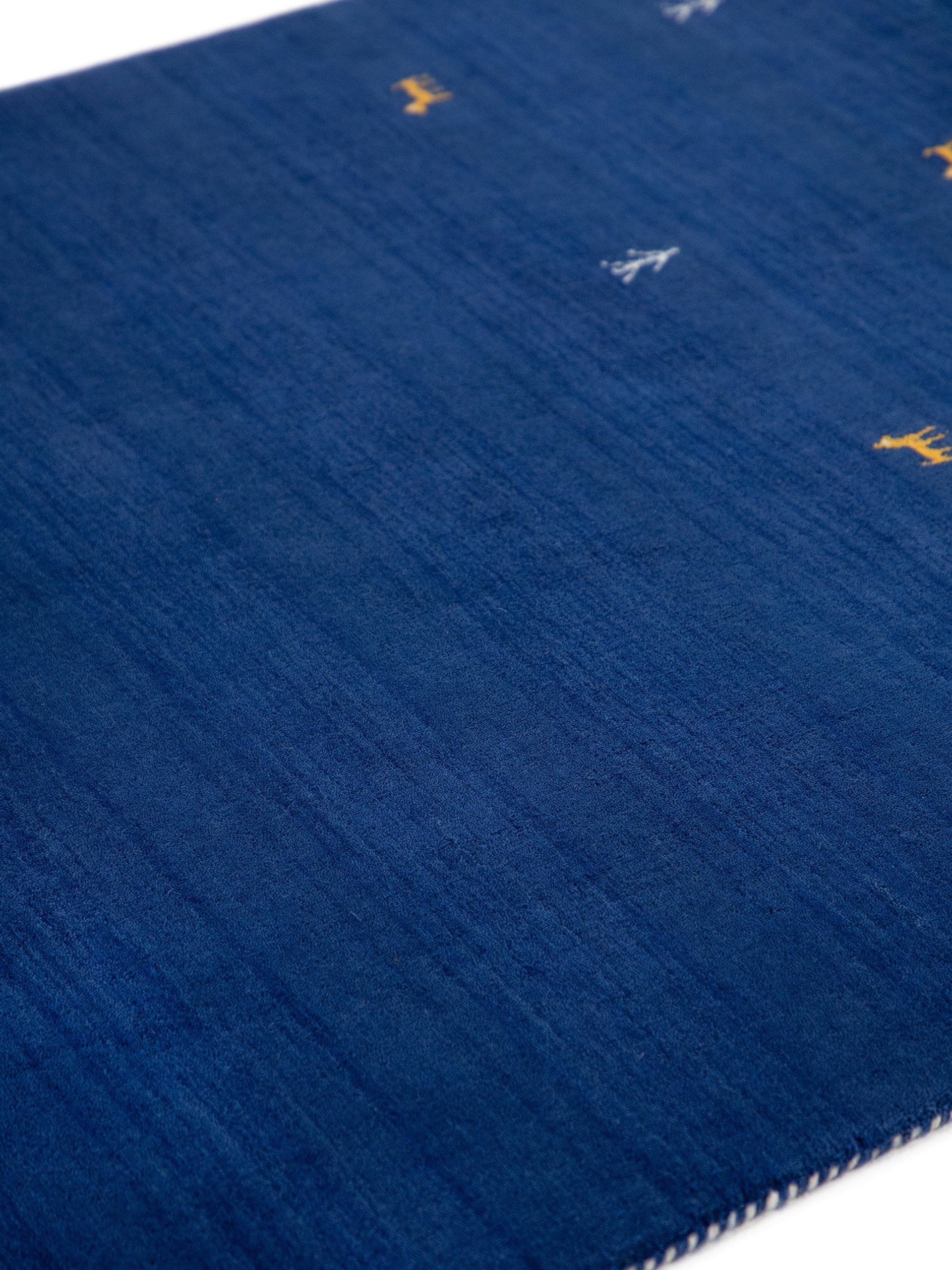 Wollteppich Gabbeh Uni Blau aus Wolle