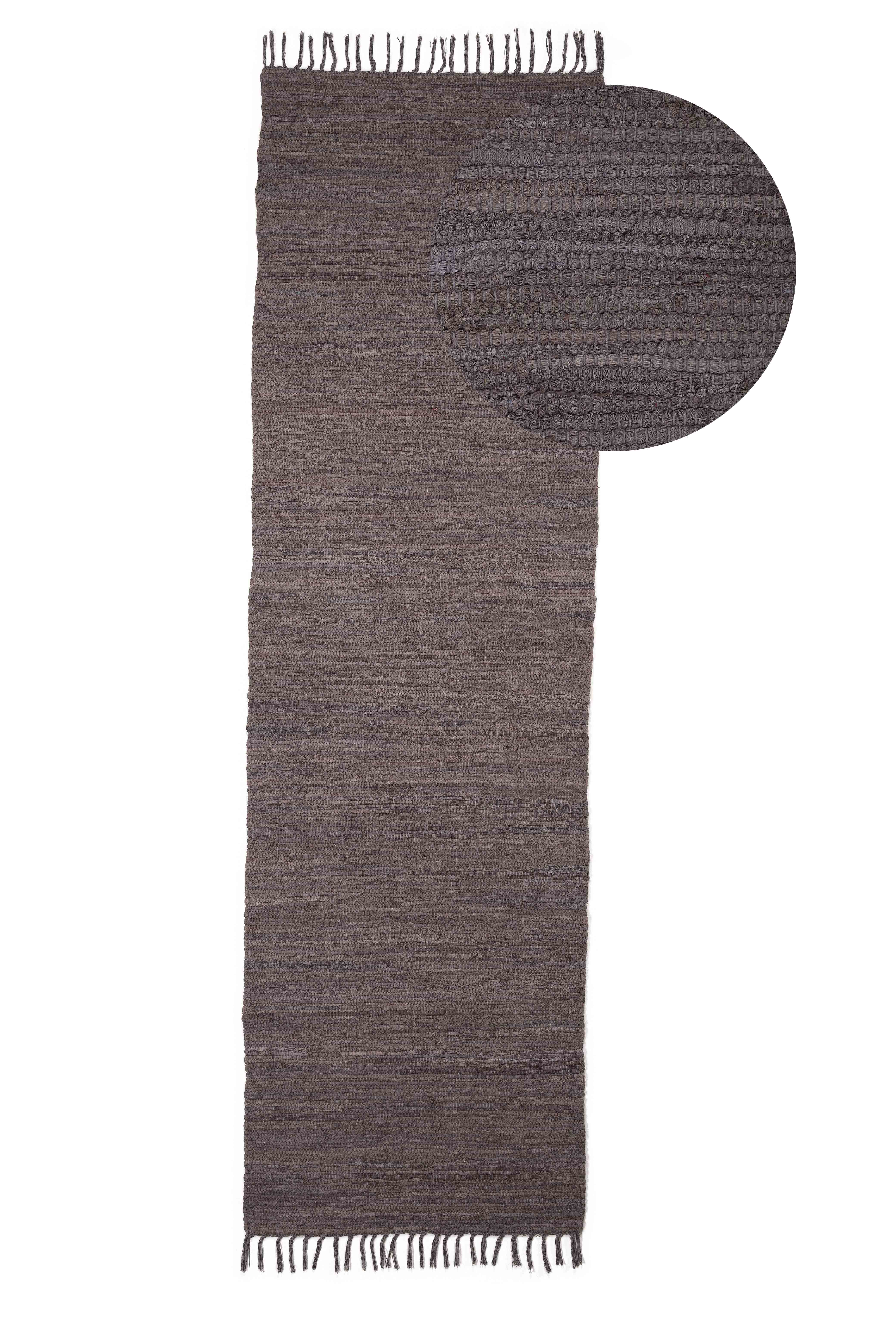 Kelim Chindi Uni Läufer Grau in grau aus baumwolle