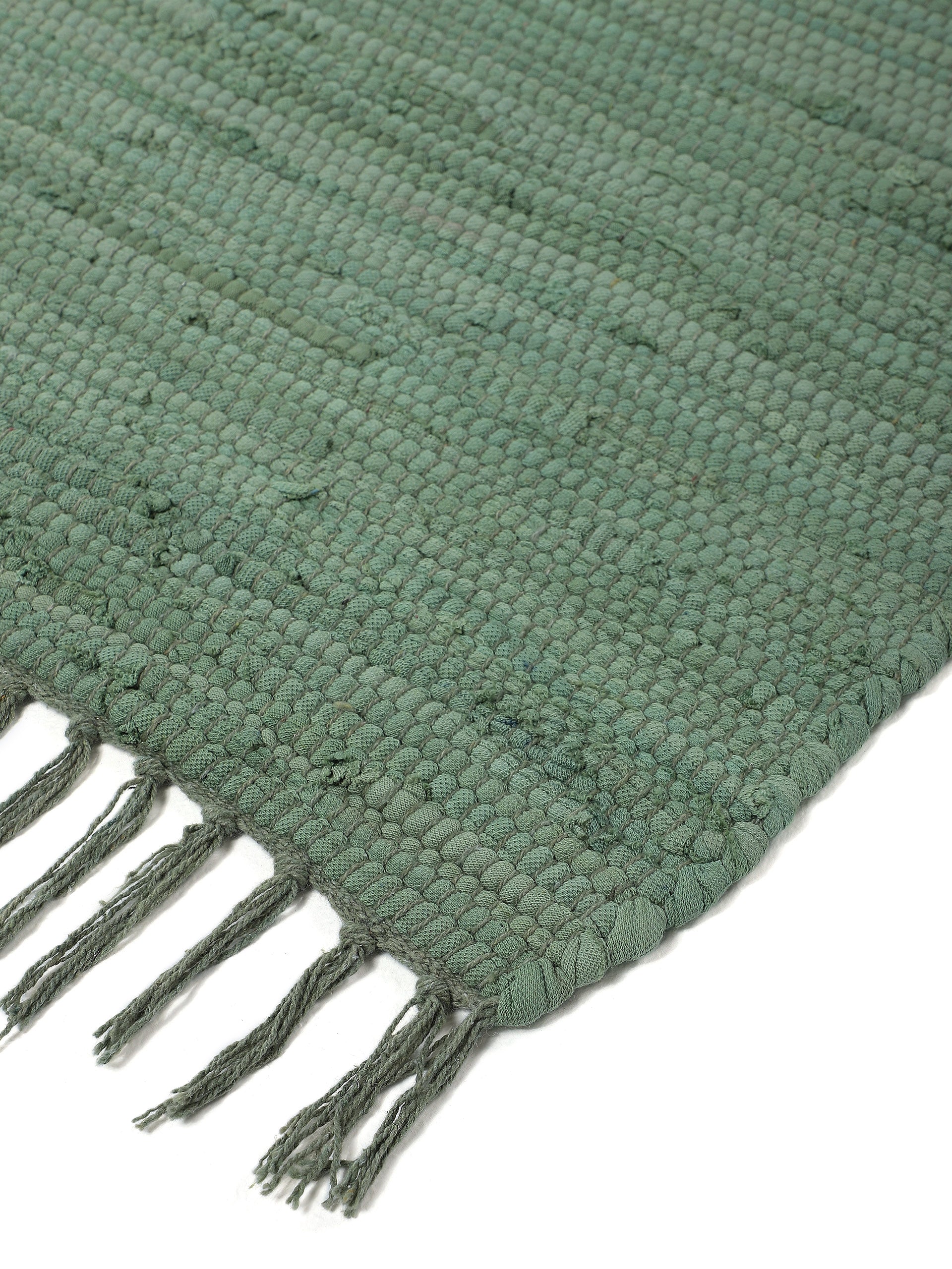Kelim Chindi Uni Läufer Grün in grün aus baumwolle