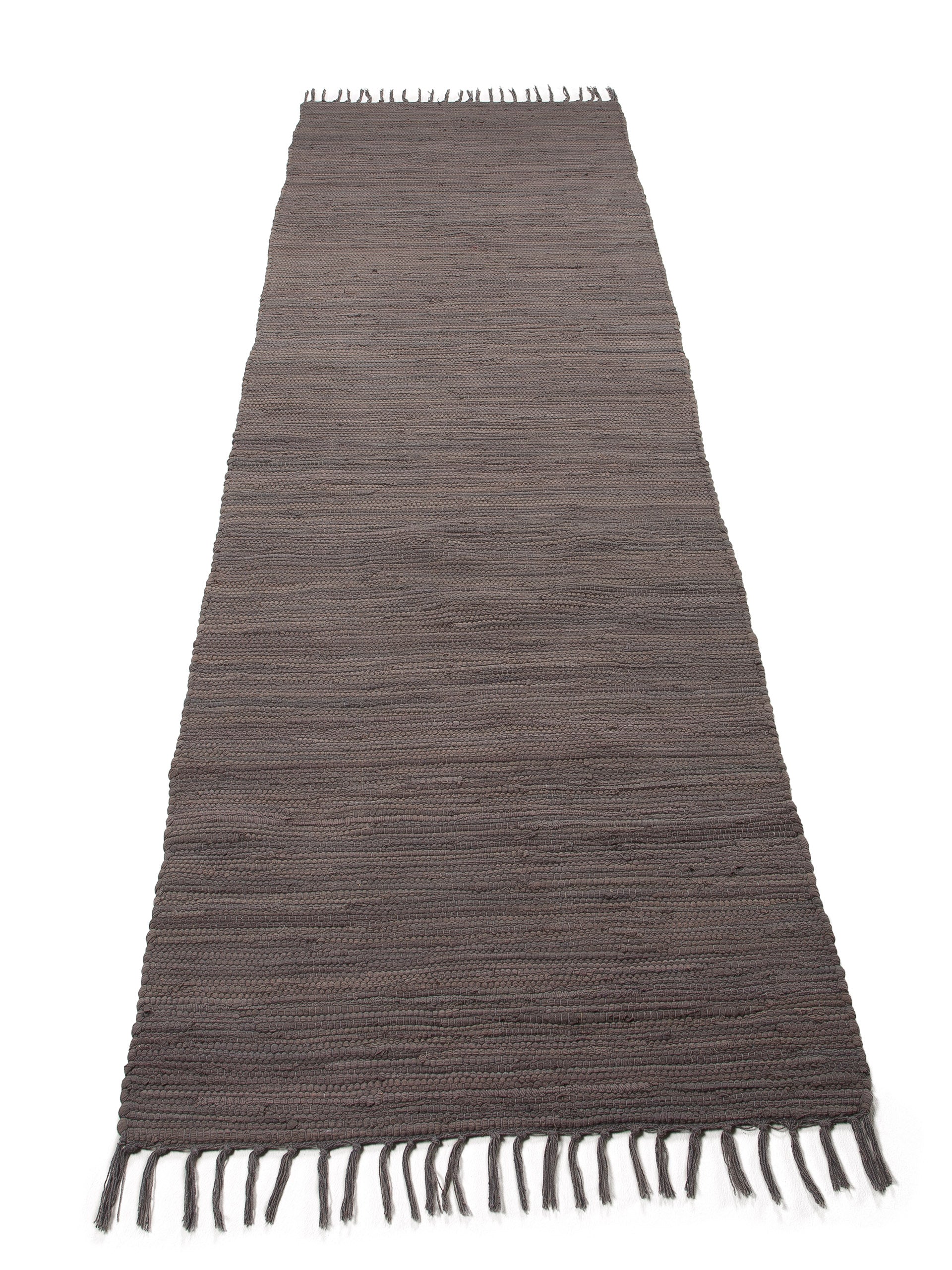 Kelim Chindi Uni Läufer Grau in grau aus baumwolle