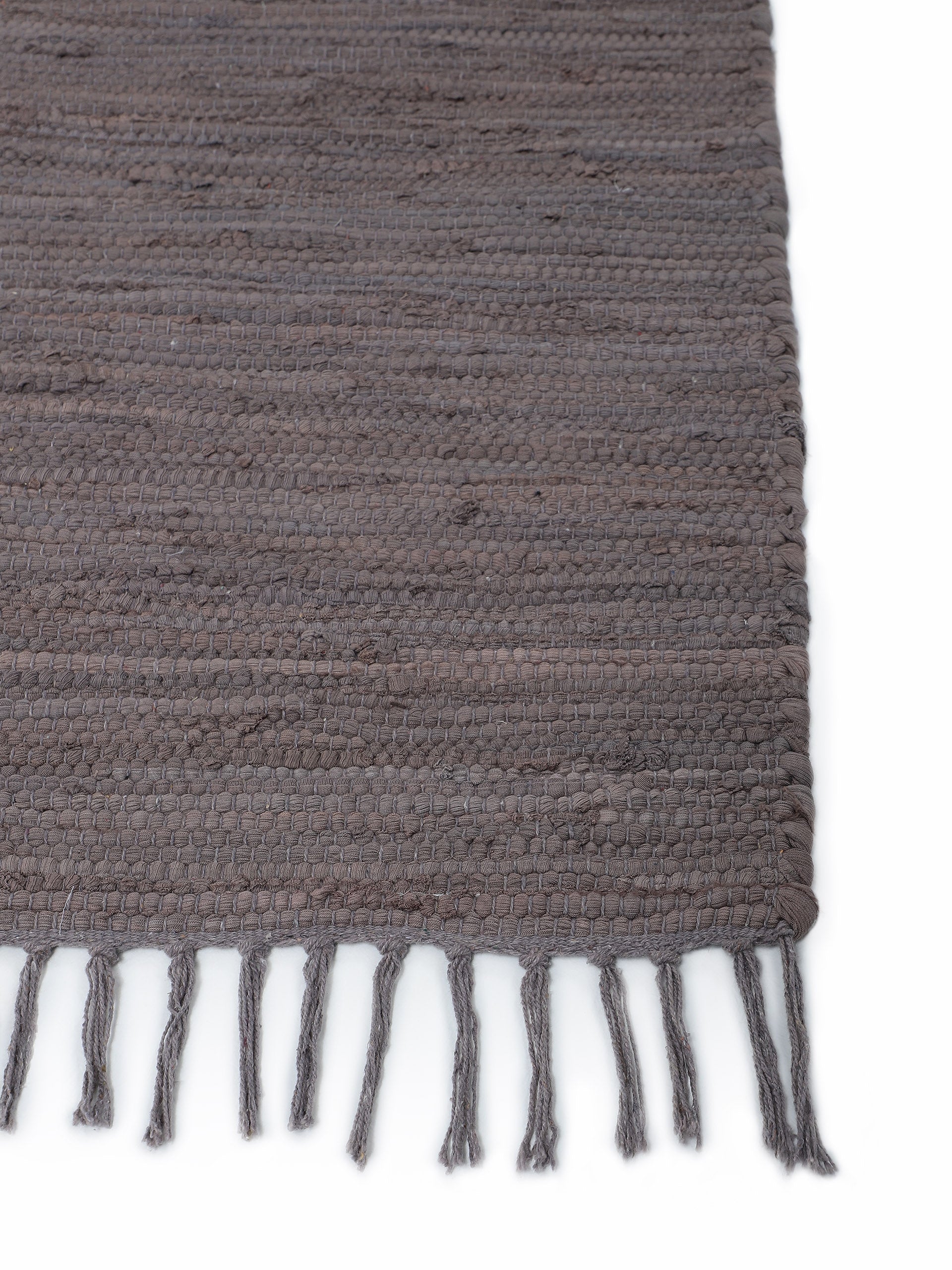 Kelim Chindi Uni Läufer Grau in grau aus baumwolle