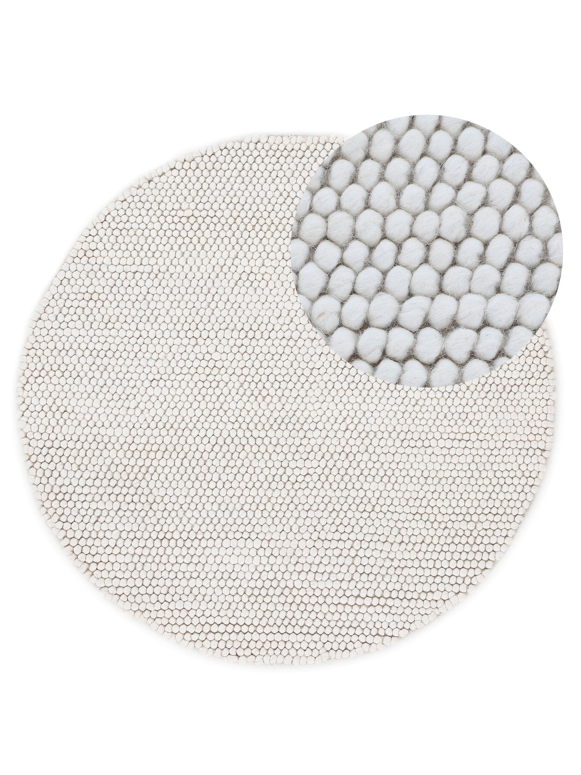 Wollteppich Calo Rund Creme in creme aus wolle