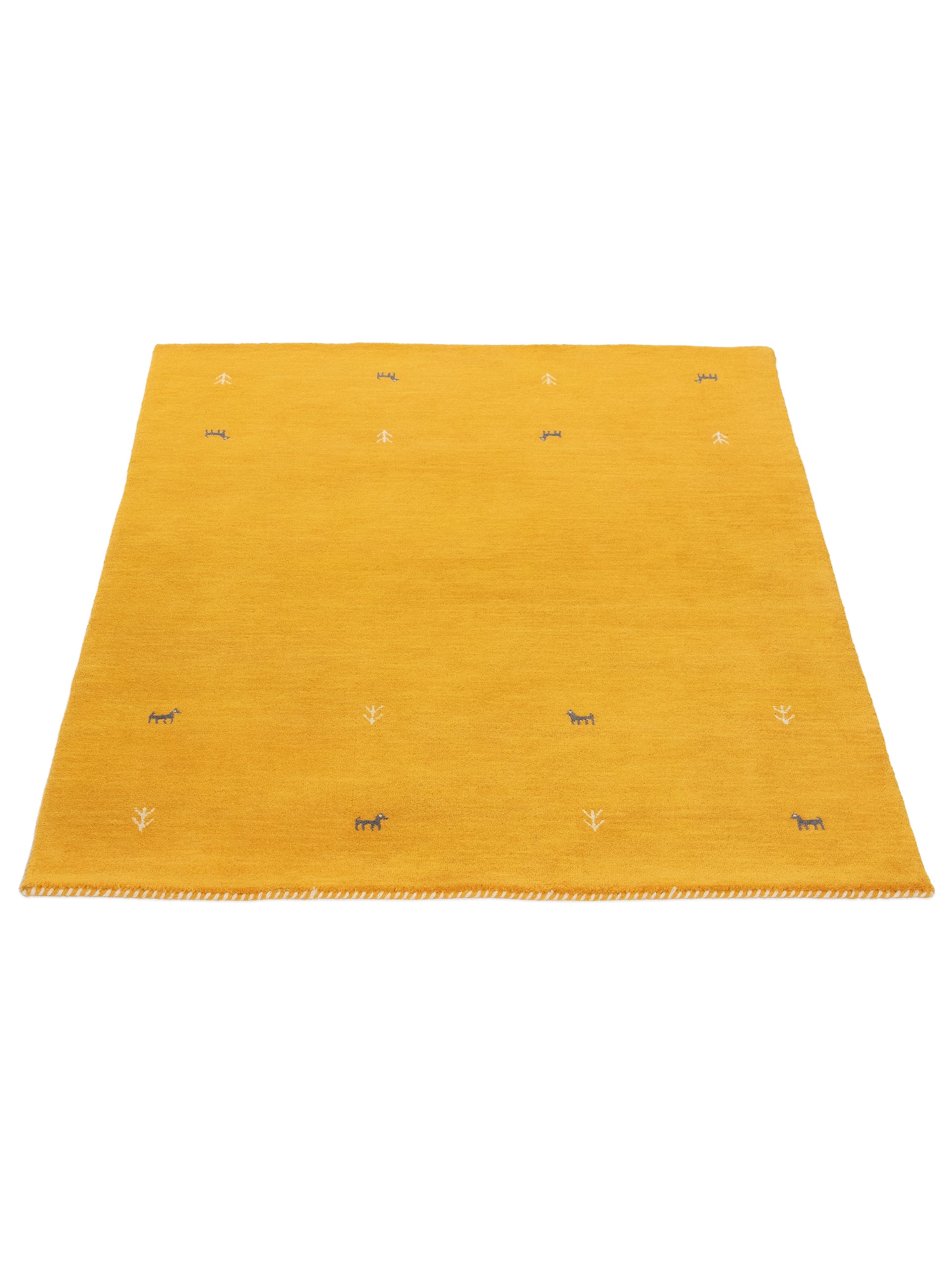 Wollteppich Gabbeh Uni Gelb aus Wolle