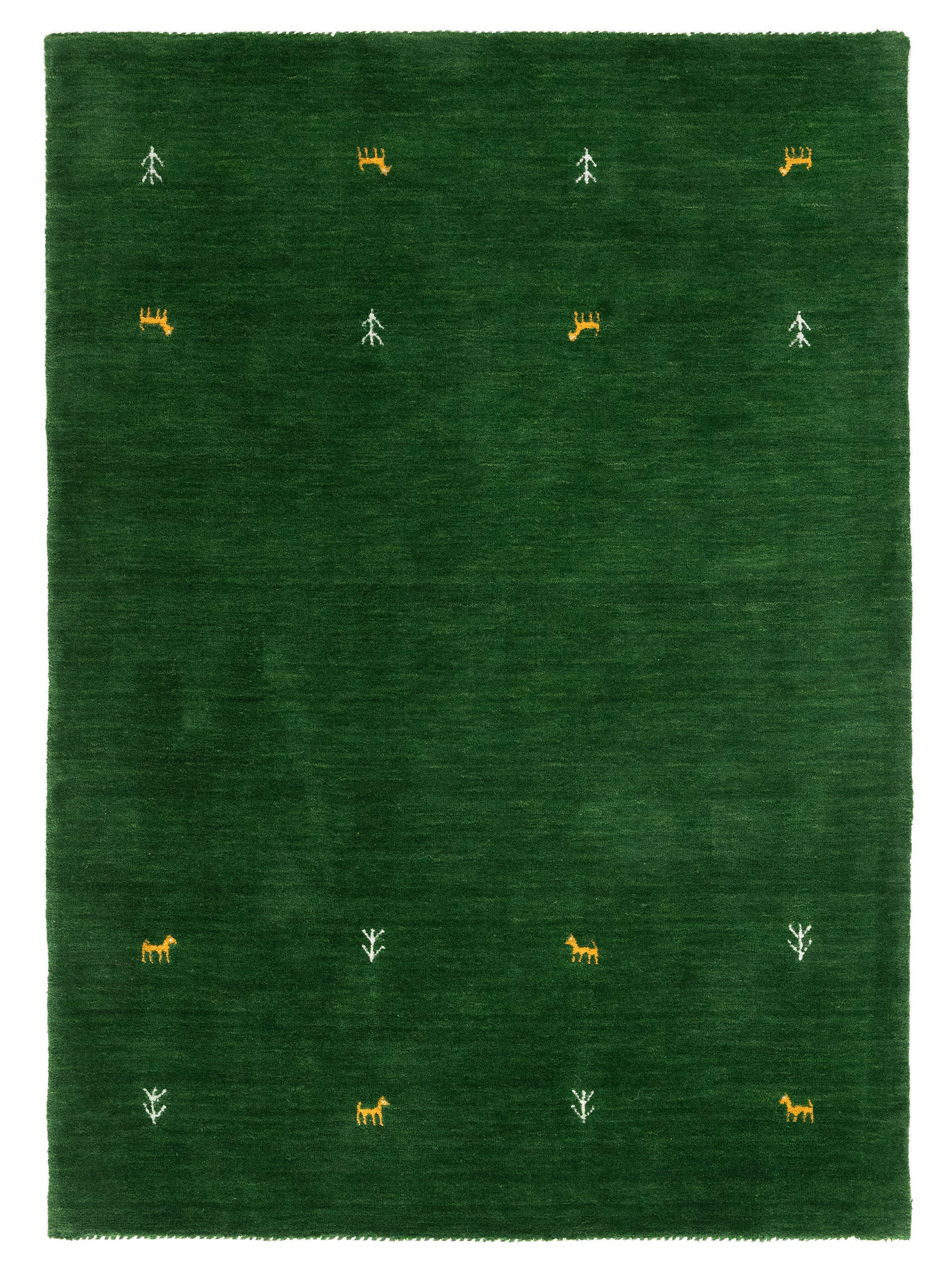 Wollteppich Gabbeh Uni Grün aus Wolle