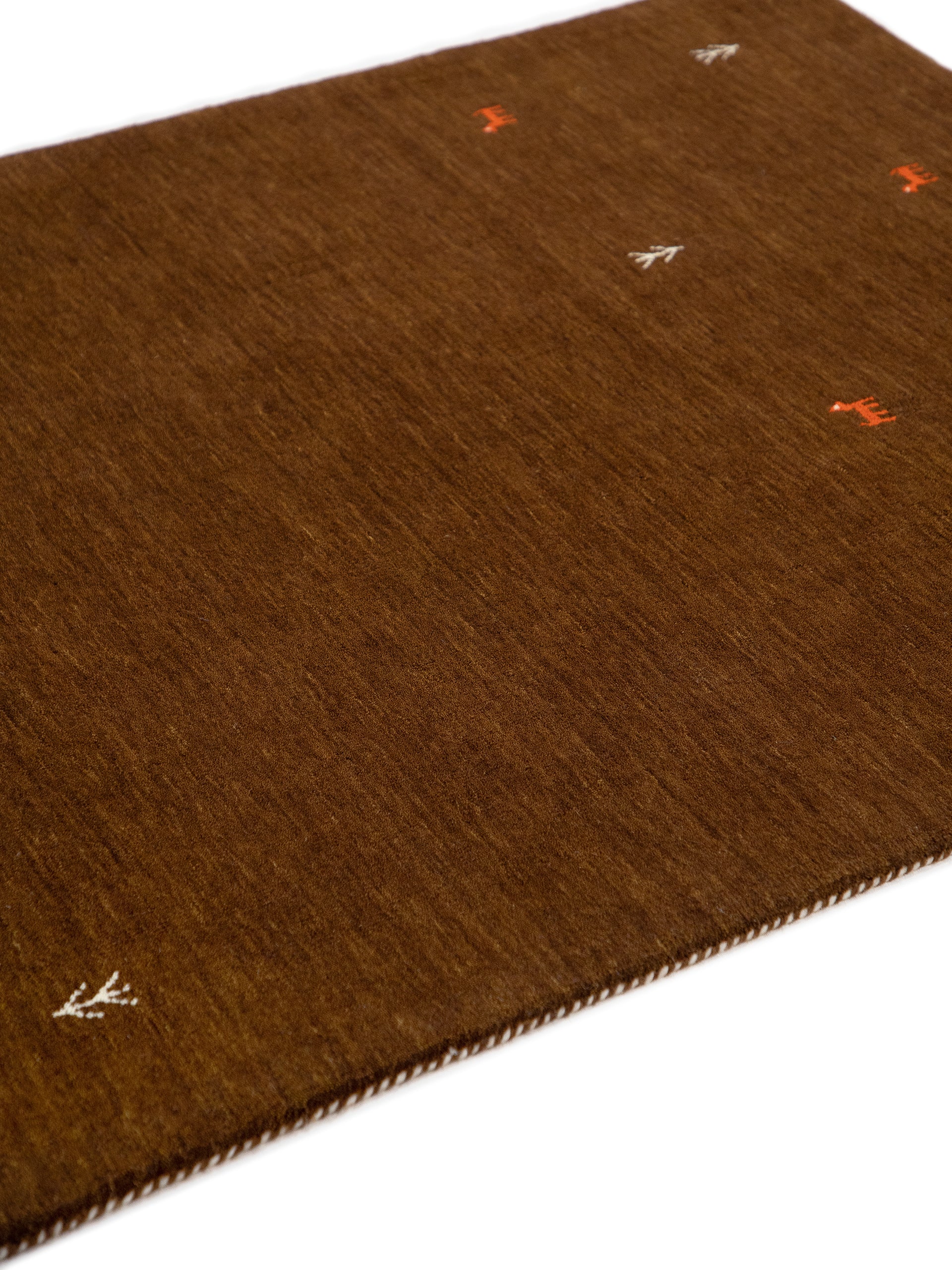 Wollteppich Gabbeh Uni Braun aus Wolle