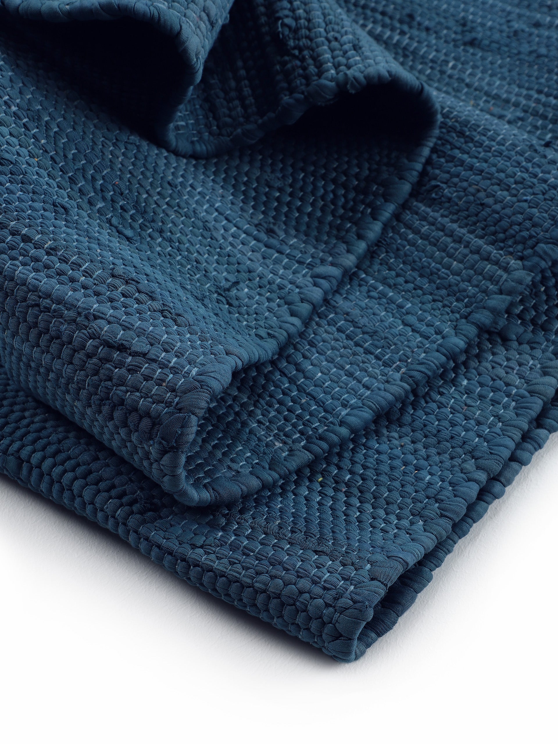 Kelim Chindi Uni Läufer Blau in blau aus baumwolle