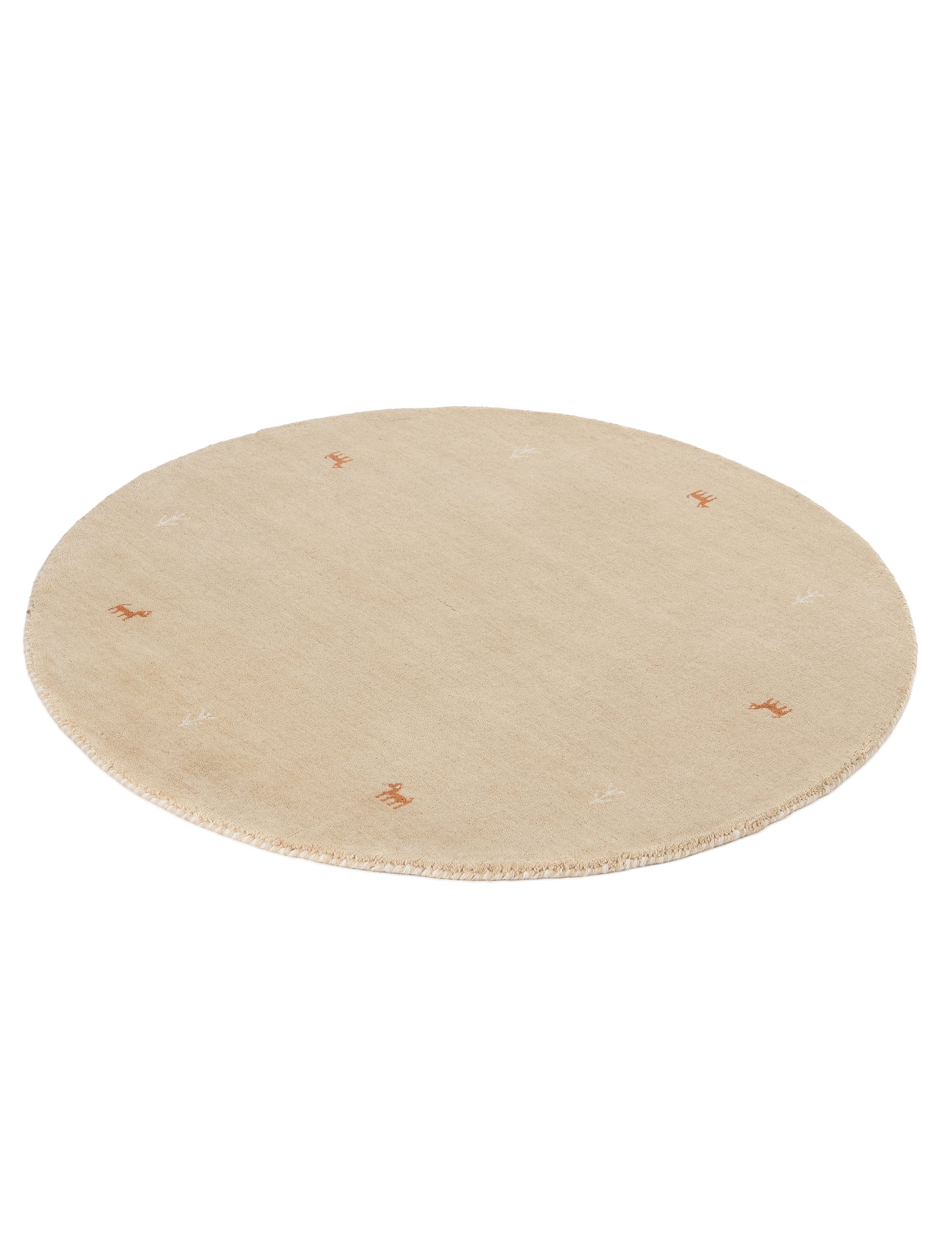 Wollteppich Gabbeh Uni Rund Beige aus Wolle