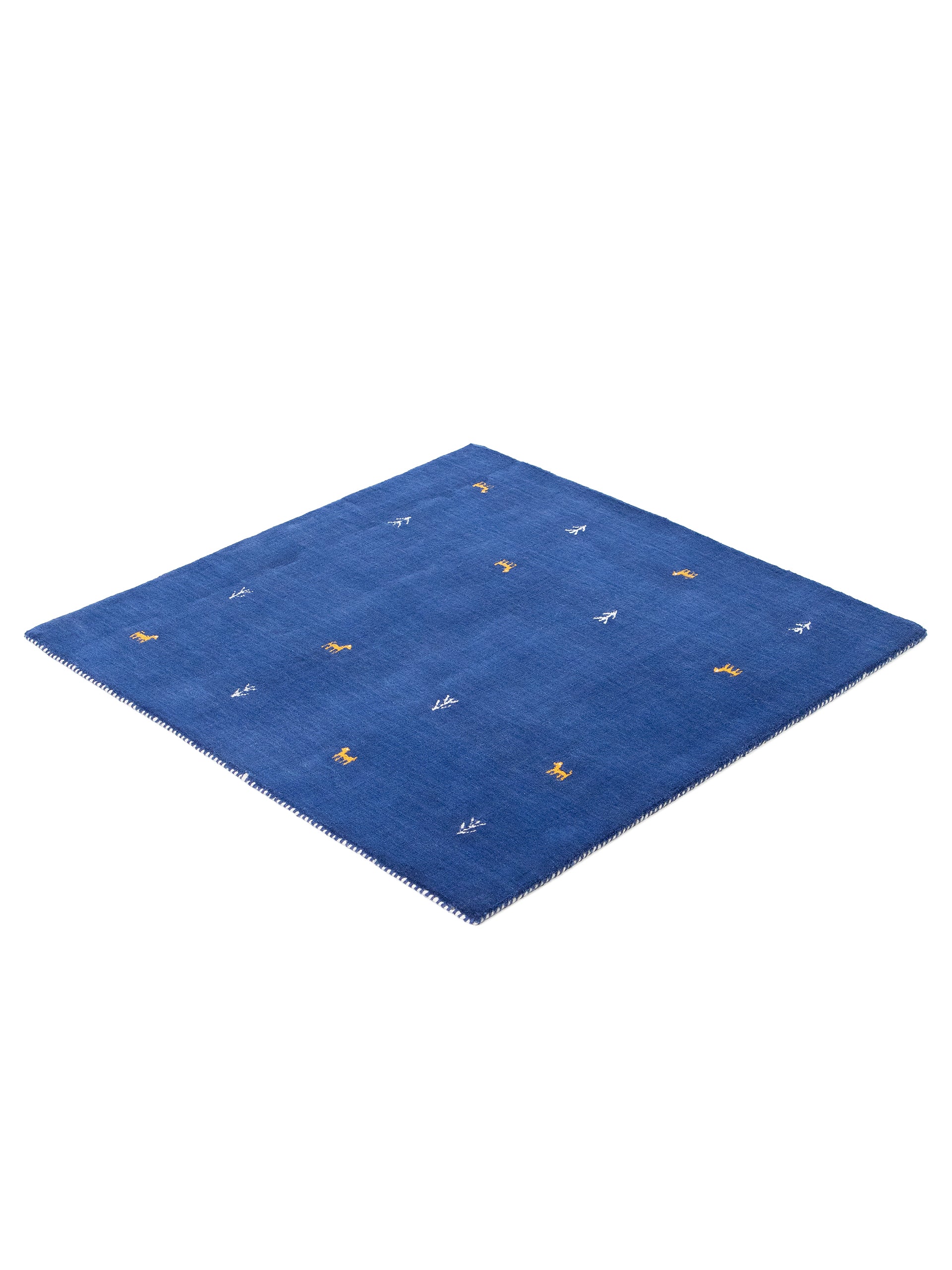 Wollteppich Gabbeh Uni Quadratisch Blau in blau aus wolle