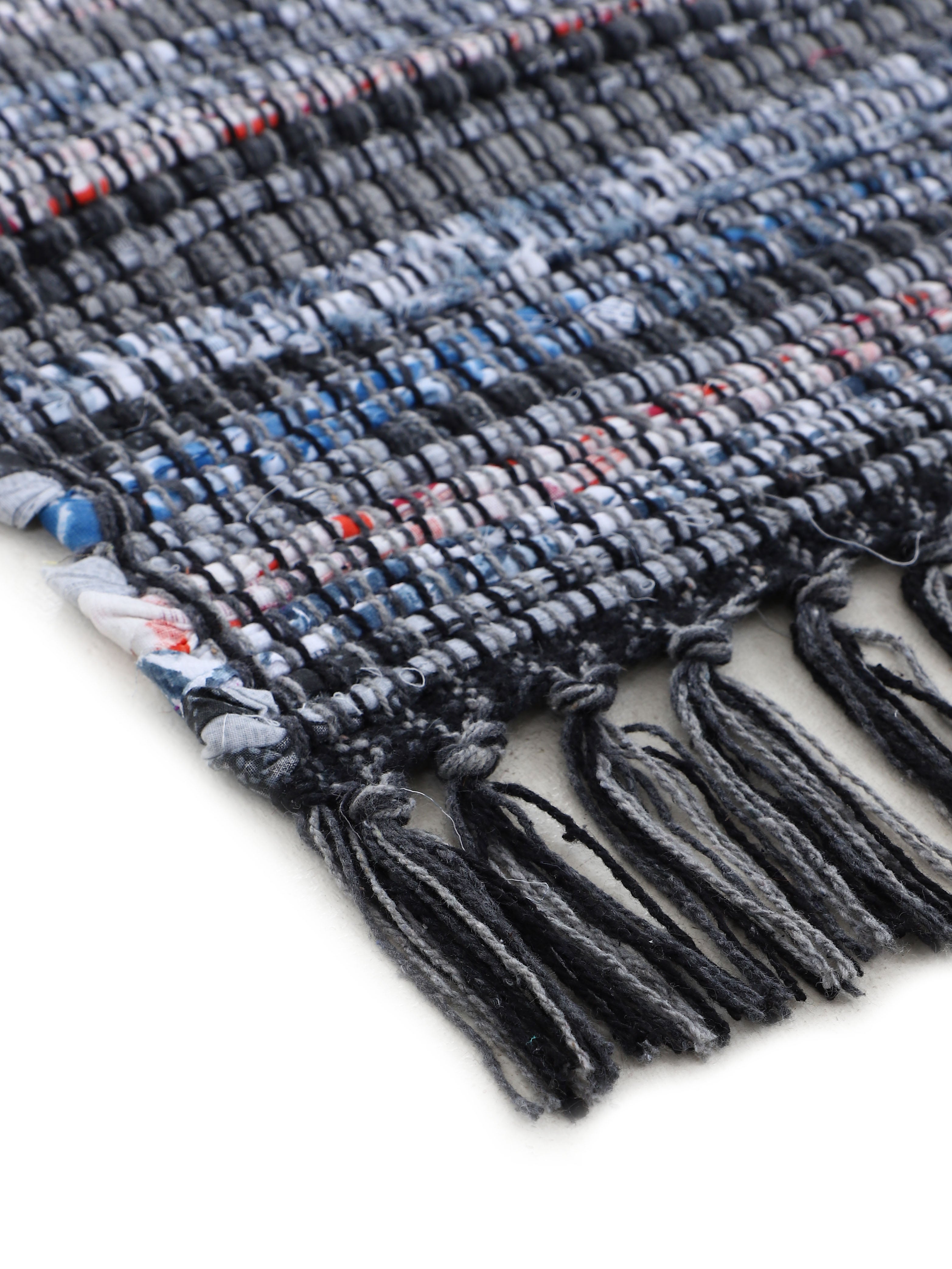 Kelim Chindi Läufer Schwarz in schwarz