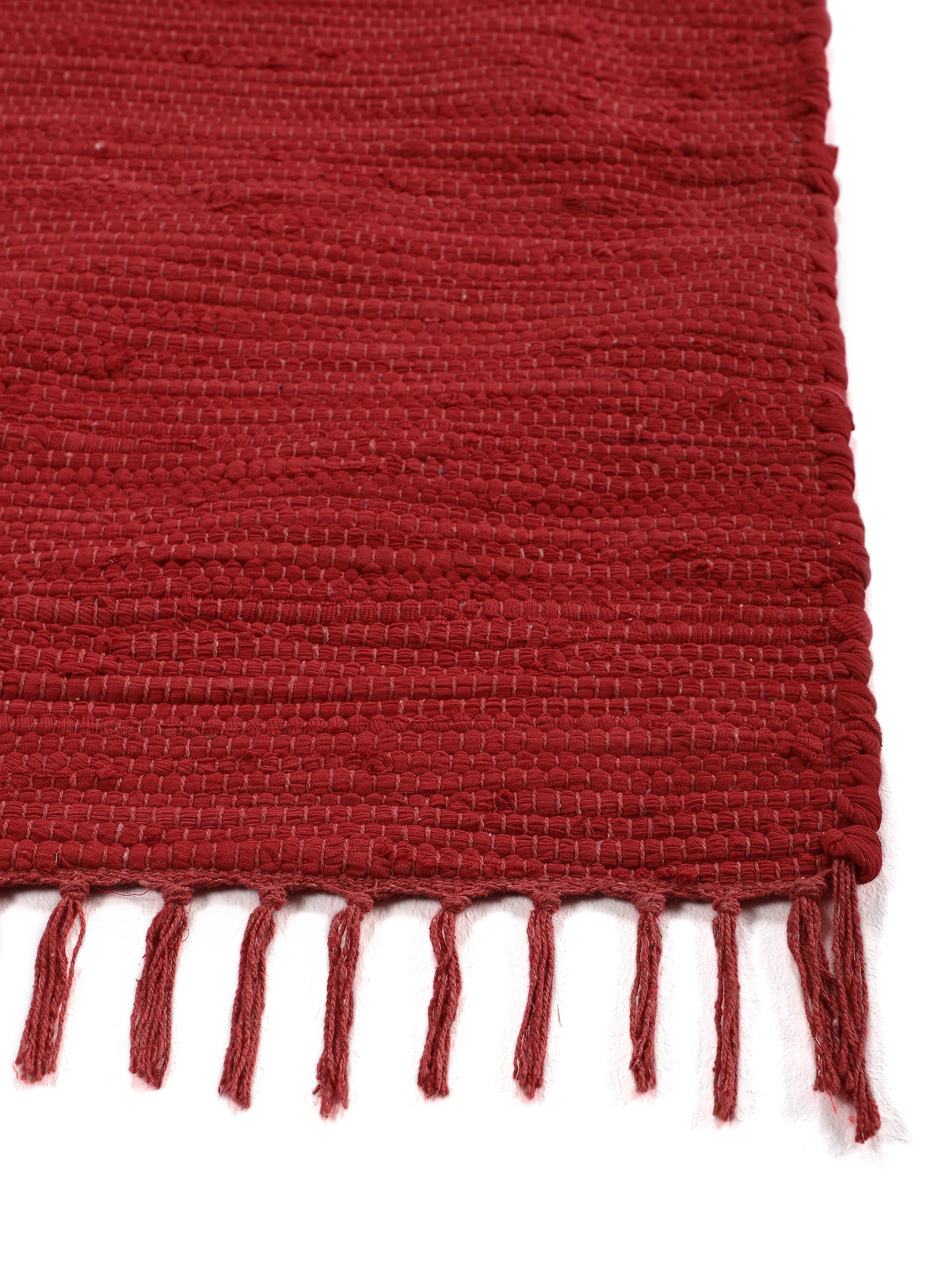 Kelim Chindi Uni Läufer Rot in rot aus baumwolle