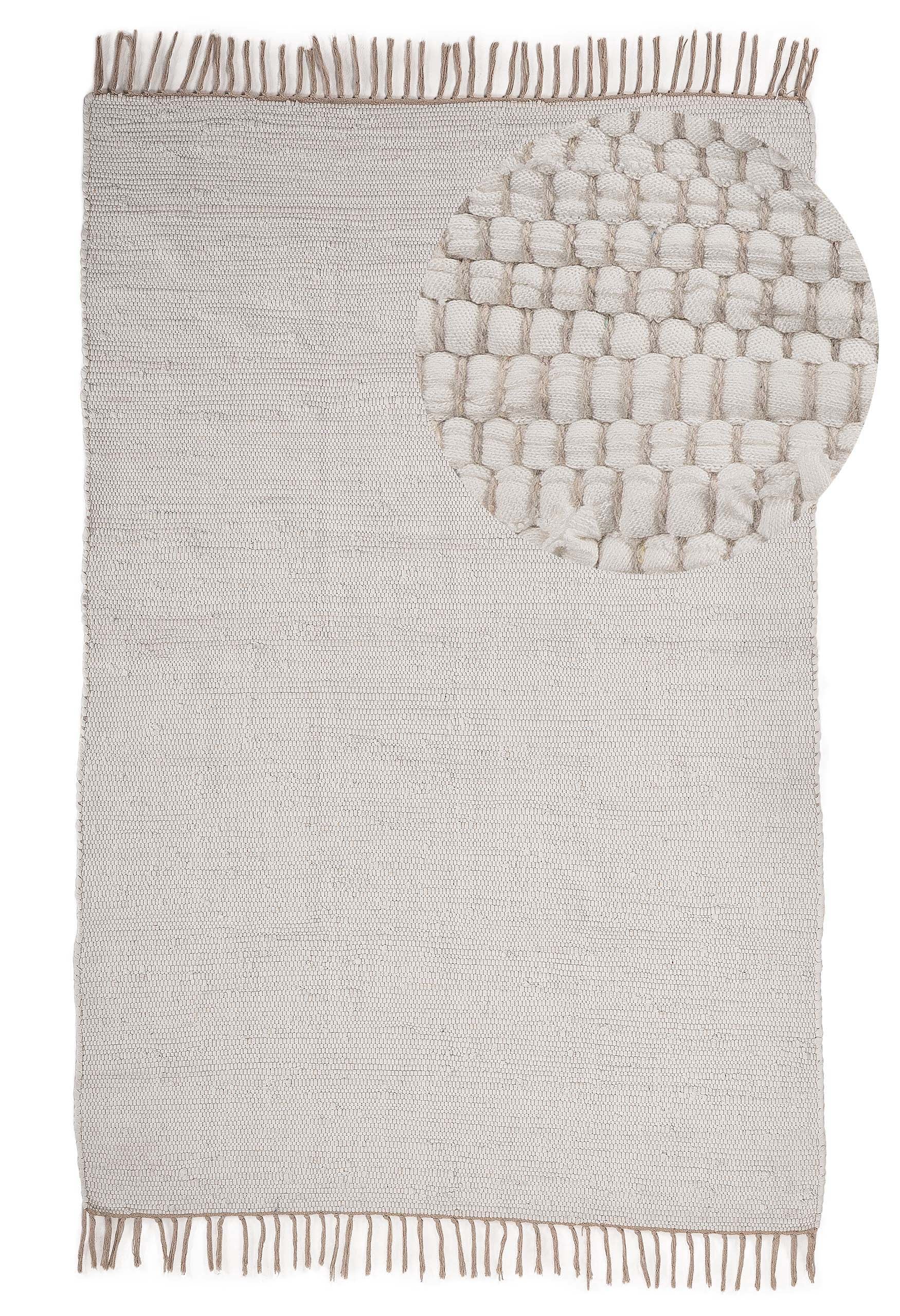 Kelim Chindi Uni Weiß in weiß aus baumwolle