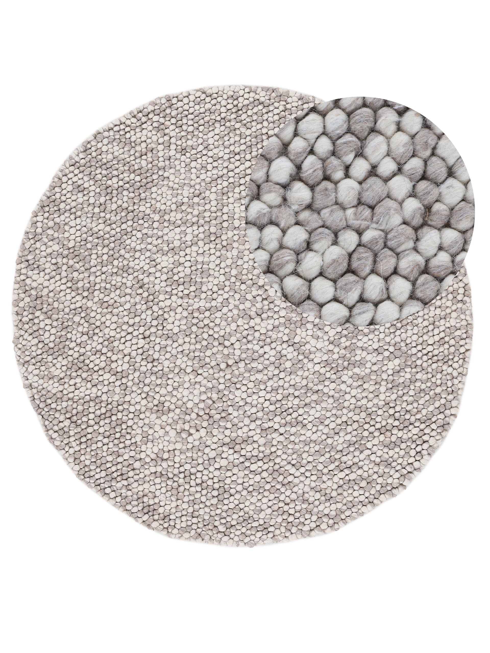 Wollteppich Calo Rund Beige in beige aus wolle