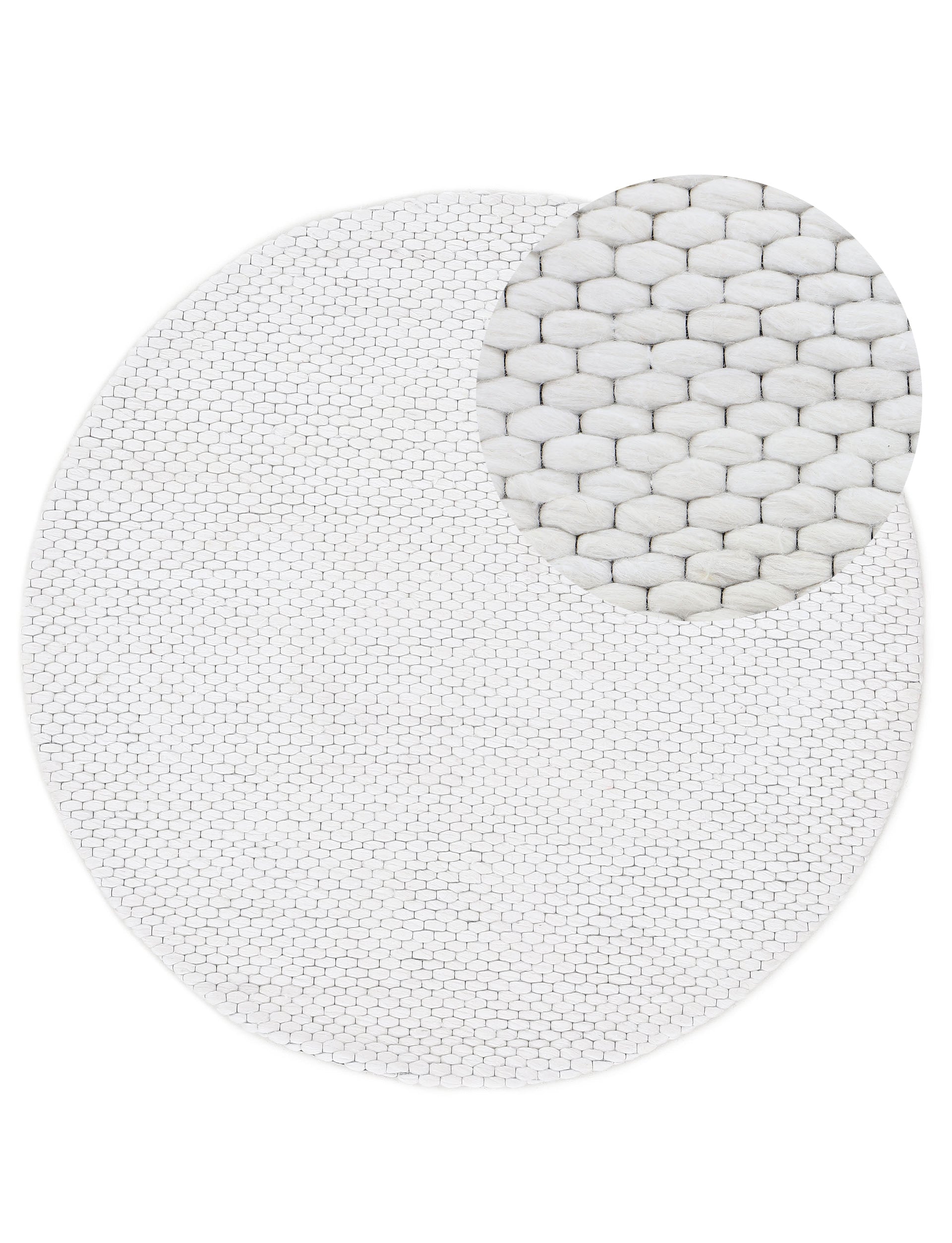 Wollteppich Sina Rund Creme in creme aus wolle