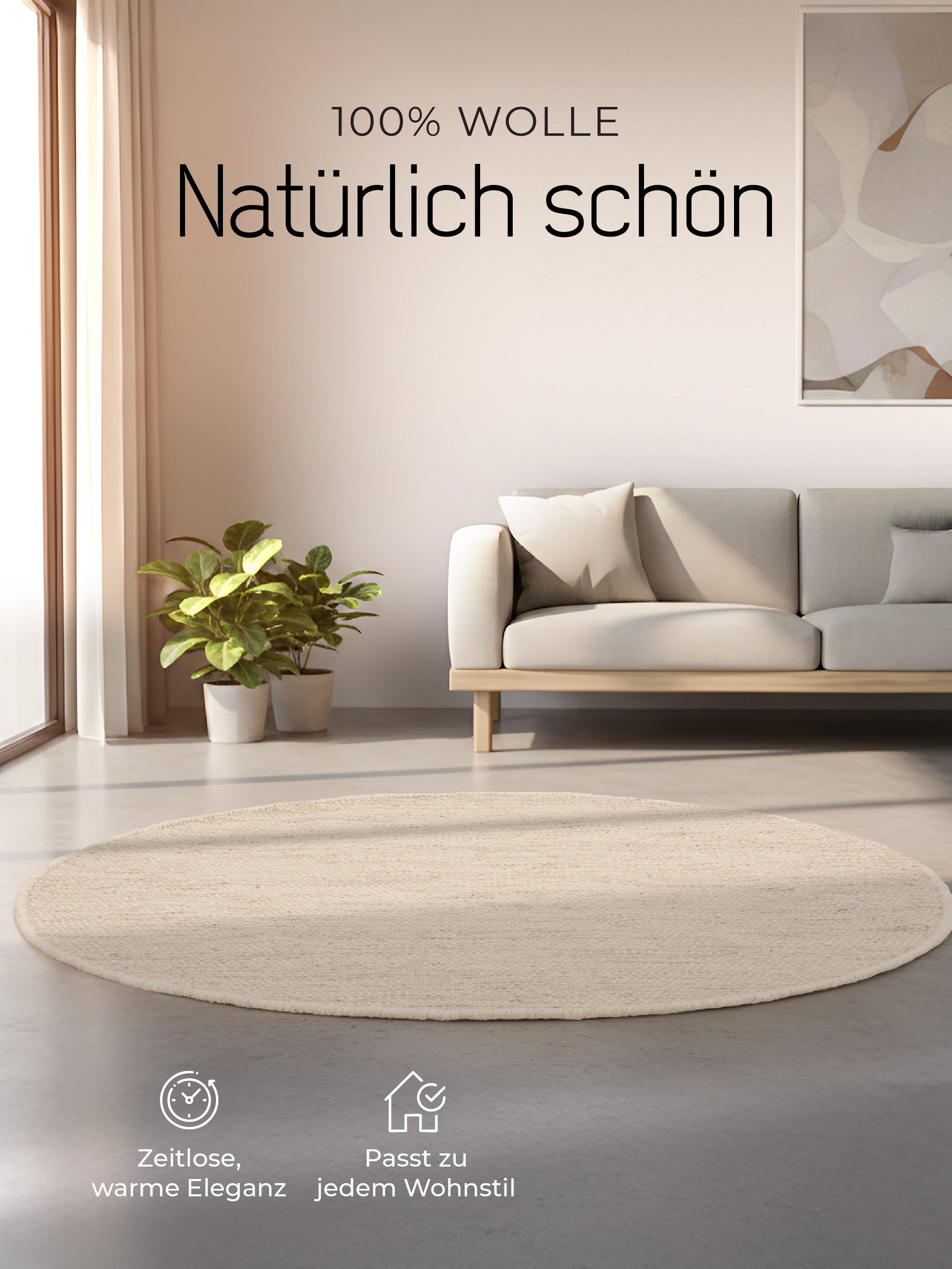 Wollteppich Lui Rund Weiß